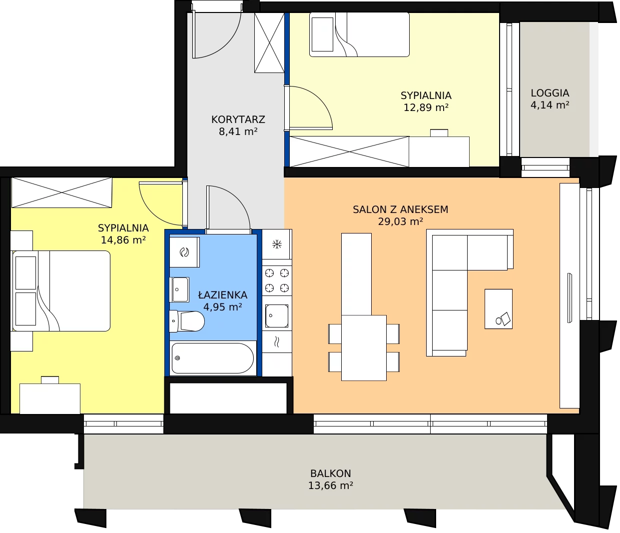 Zalety apartamentu 70.14 m², D_14_96