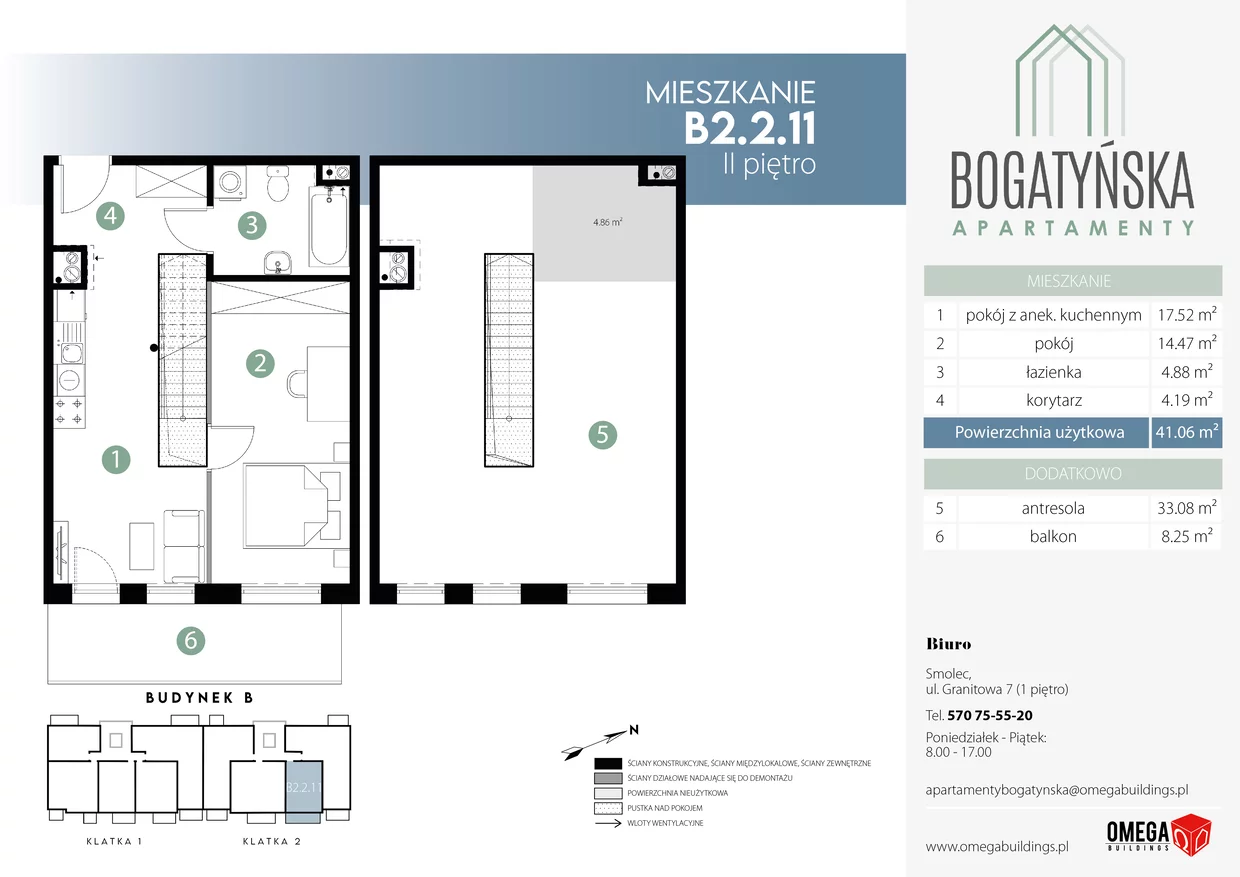 Mieszkanie 79,00 m², piętro 2, oferta nr B2.2.11, Bogatyńska Apartamenty, Wrocław, Maślice, Fabryczna, ul. Bogatyńska