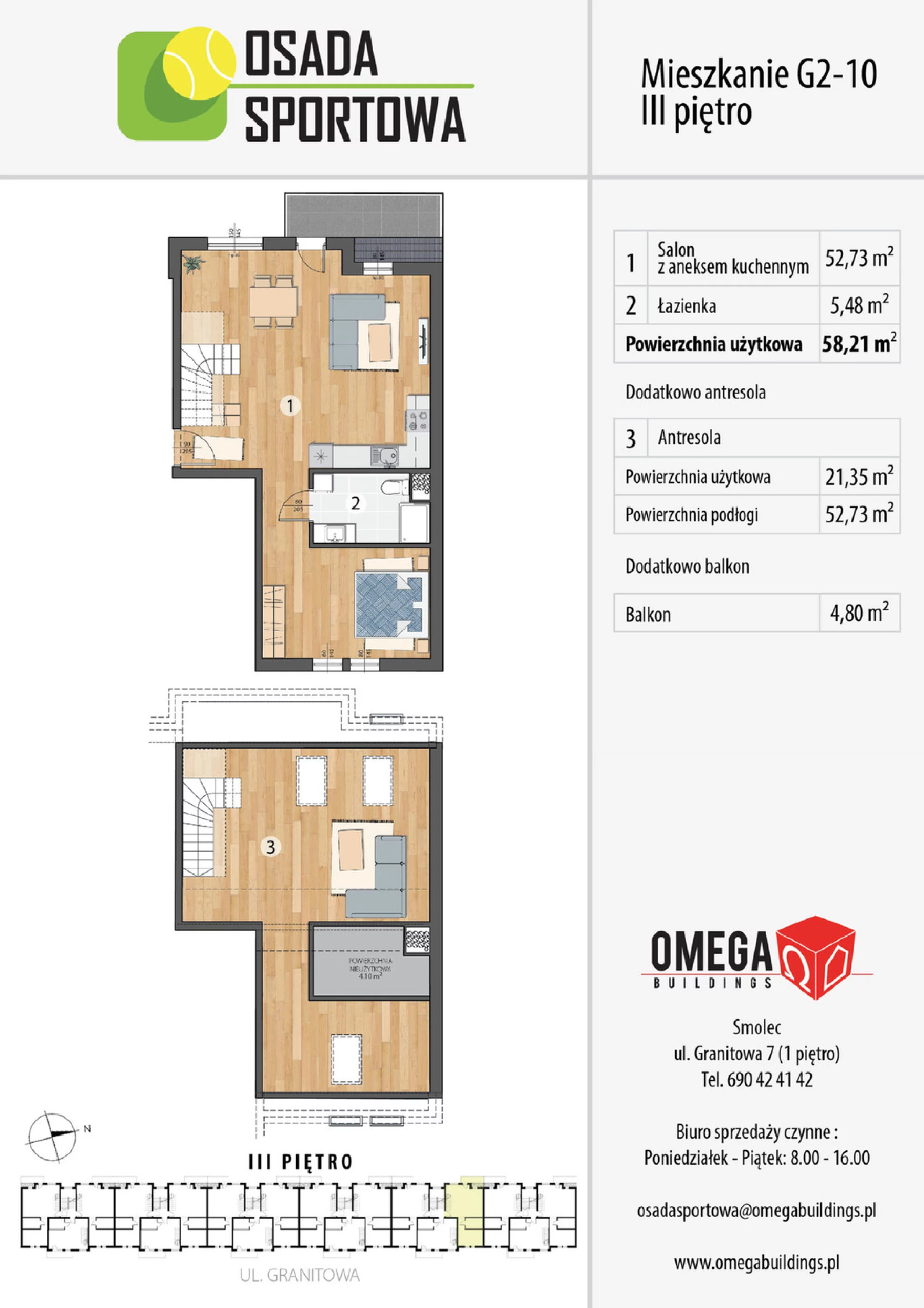 3 pokoje, mieszkanie 76,31 m², piętro 3, oferta nr G2-10, Smolec pod Wrocławiem Dobry Deweloper Milo, Smolec, ul. Granitowa 52-62