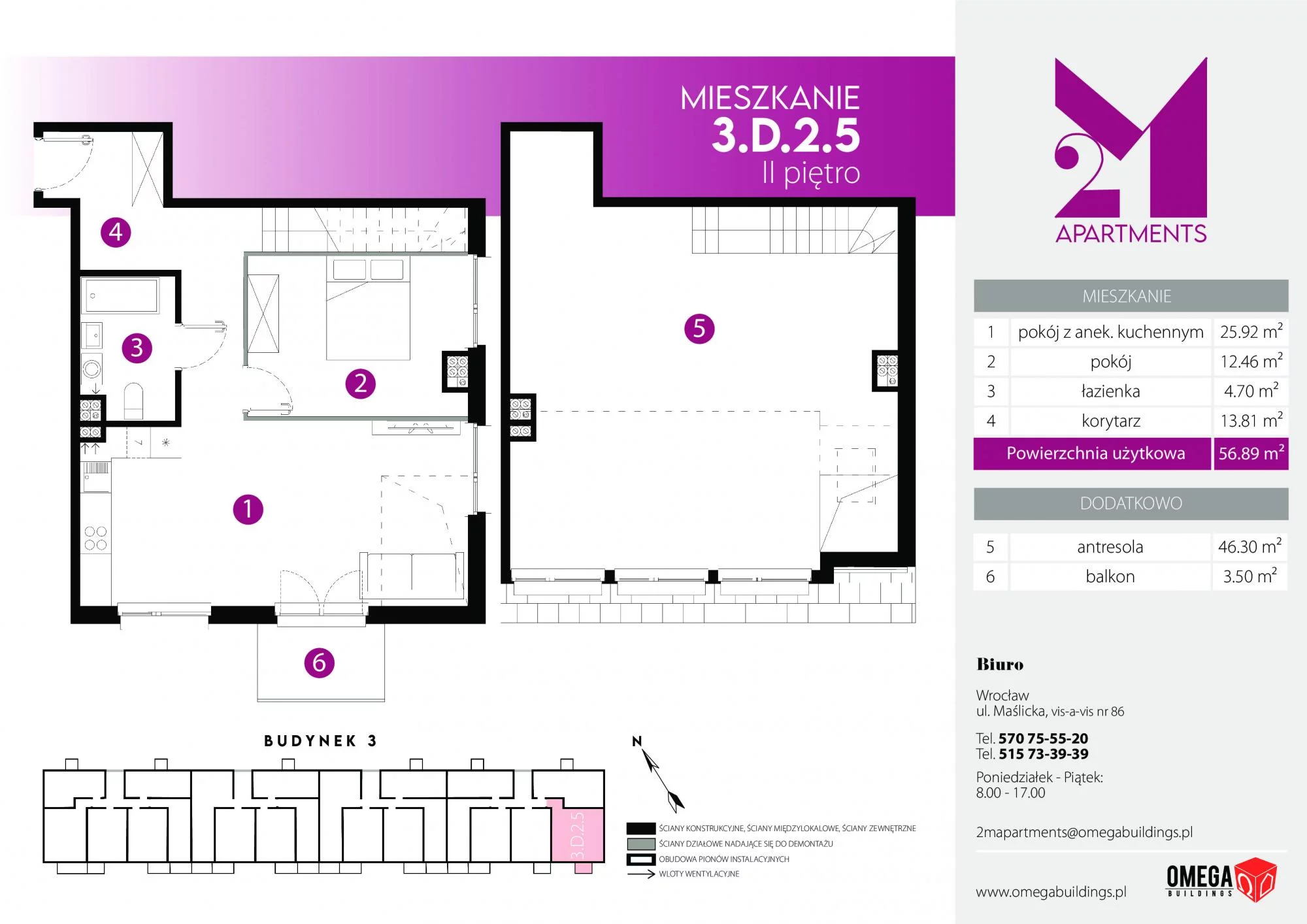 Mieszkanie 102,92 m², piętro 2, oferta nr D.2.5, 2M Apartments, Wrocław, Maślice, Fabryczna, ul. Zawidowska