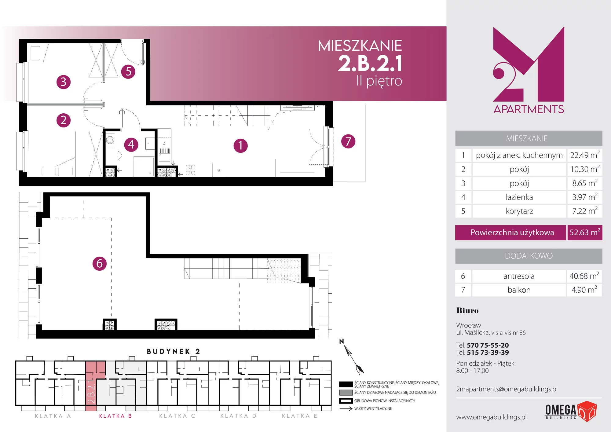 Mieszkanie 93,31 m², piętro 2, oferta nr 2.B.2.1, 2M Apartments, Wrocław, Maślice, Fabryczna, ul. Zawidowska