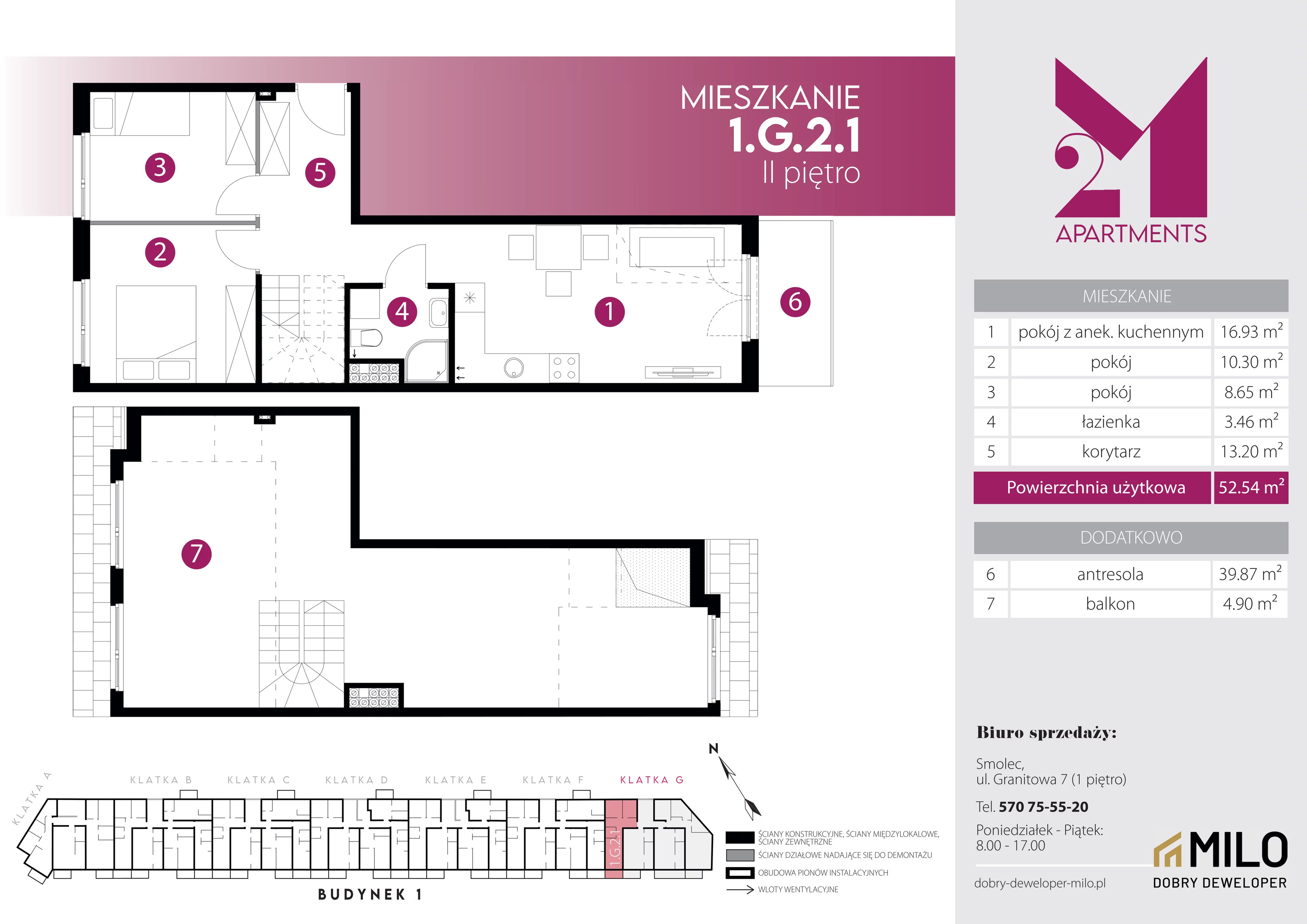 4 pokoje, mieszkanie 92,41 m², piętro 2, oferta nr 1.G.2.1, 2M Apartments Dobry Deweloper Milo Wrocław Maślice , Wrocław, Maślice, Fabryczna, ul. Zawidowska