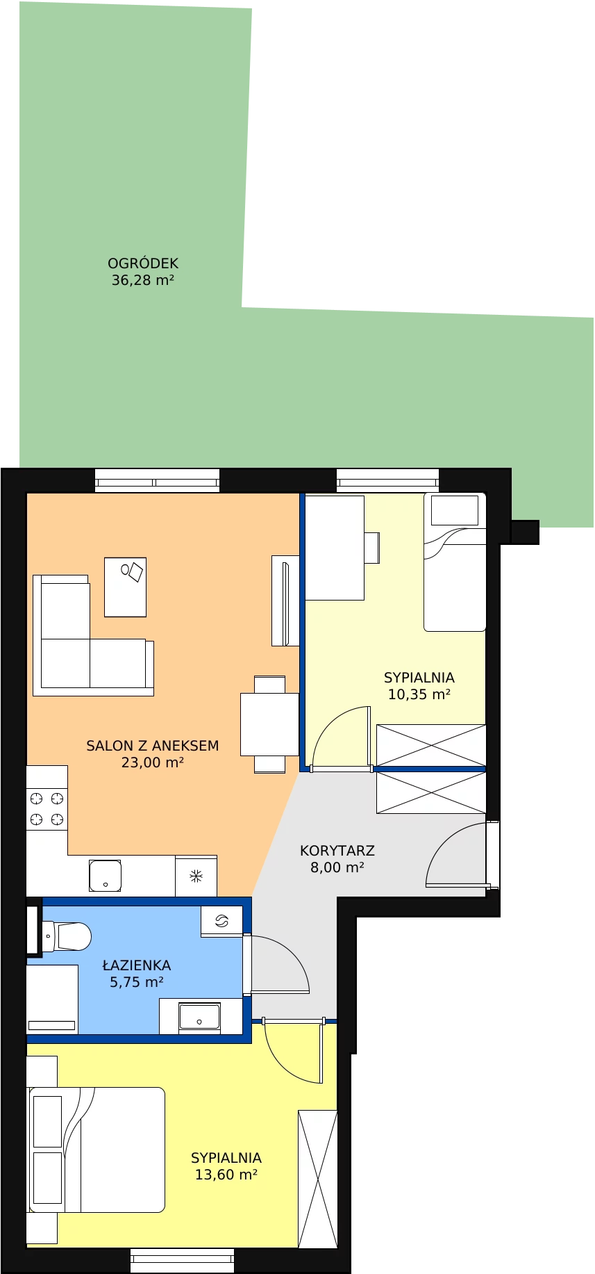 Zalety mieszkania 60.7 m², G1-02