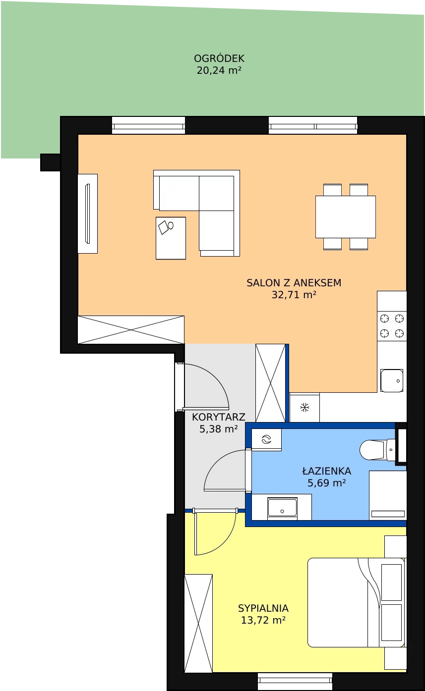 Zalety mieszkania 57.5 m², G1-03