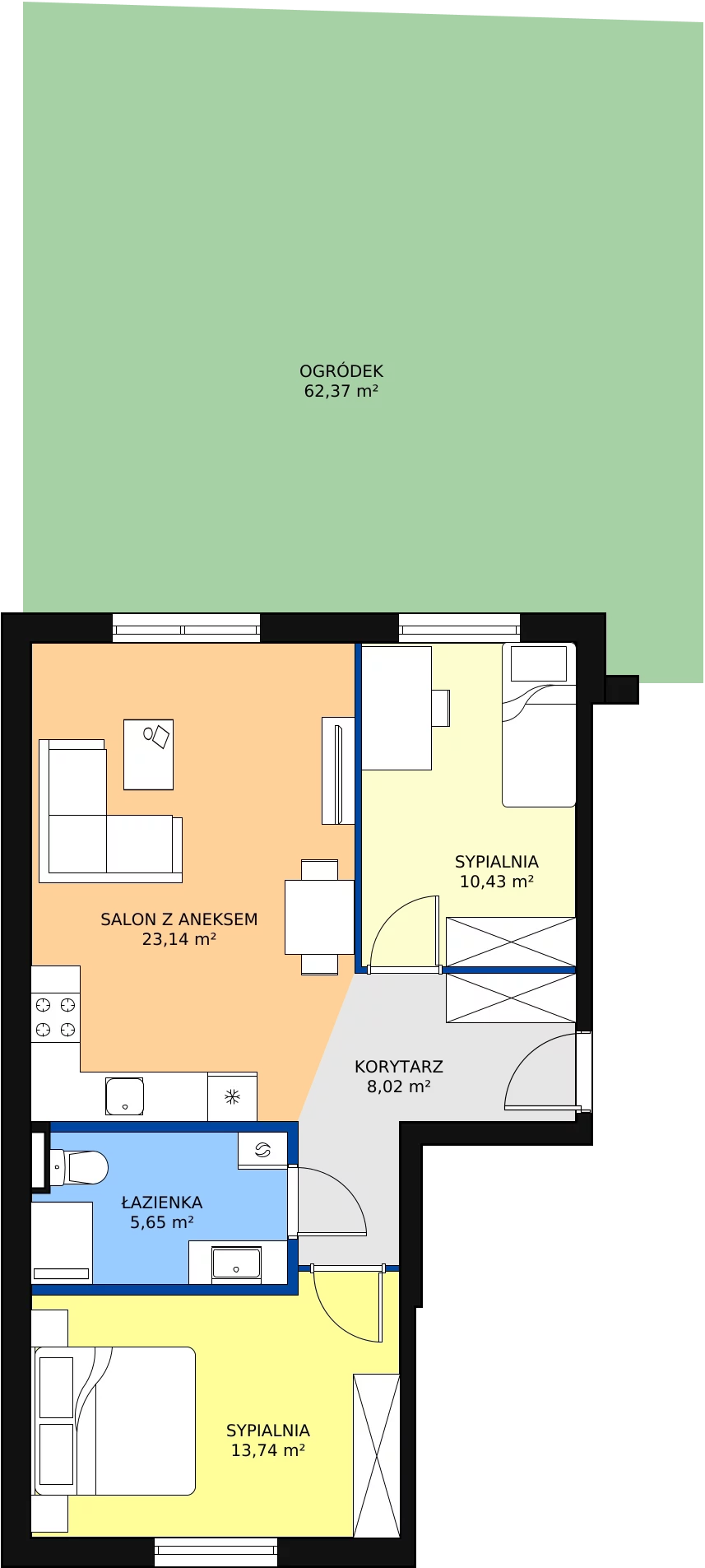Zalety mieszkania 60.98 m², G2-01