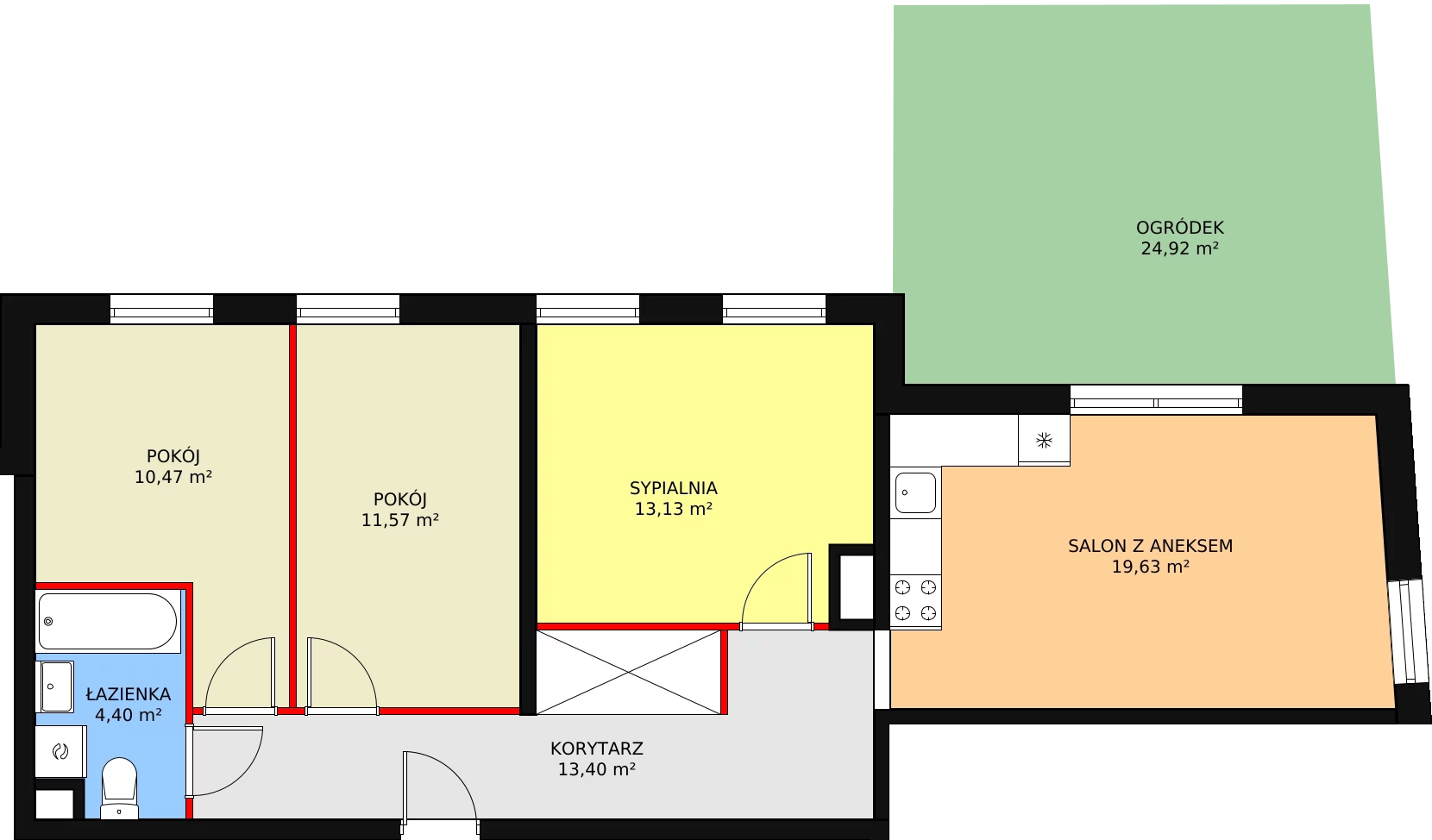 Mieszkanie 72,60 m², parter, oferta nr A 1-1, Osiedle Jaśmin, Wrocław, Psie Pole-Zawidawie, Psie Pole, ul. Grodzieńska