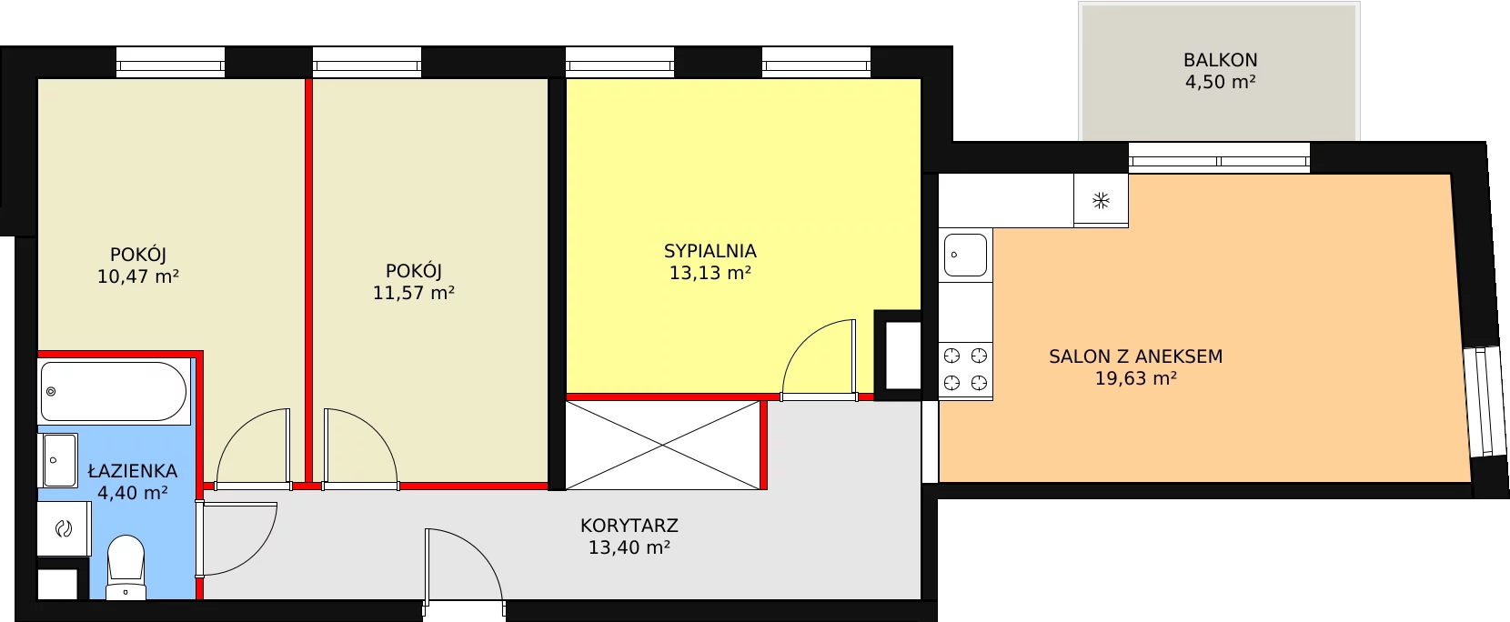 Mieszkanie 72,60 m², piętro 2, oferta nr A 1-11, Osiedle Jaśmin, Wrocław, Psie Pole-Zawidawie, Psie Pole, ul. Grodzieńska