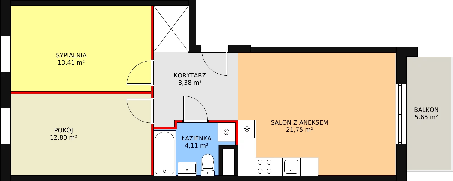 Mieszkanie 60,45 m², piętro 1, oferta nr A 3-9, Osiedle Jaśmin, Wrocław, Psie Pole-Zawidawie, Psie Pole, ul. Grodzieńska