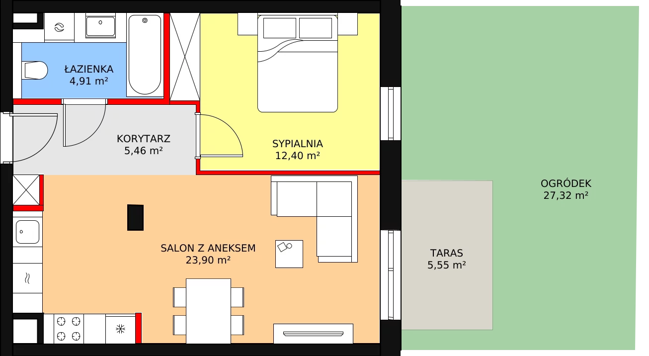 Mieszkanie 46,76 m², parter, oferta nr 2, Terminus, Piastów, ul. Bodycha 122