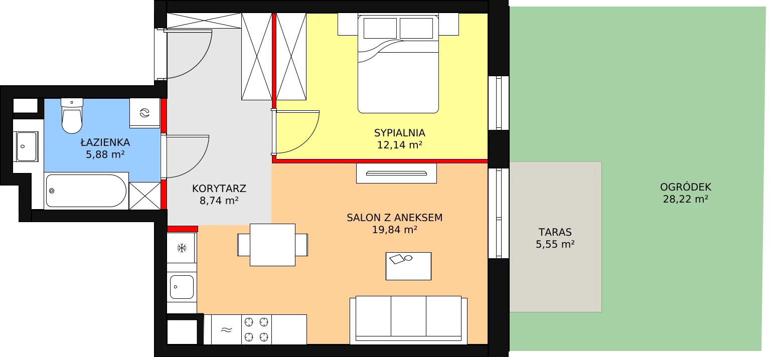 Mieszkanie 46,61 m², parter, oferta nr 29, Terminus, Piastów, ul. Bodycha 122