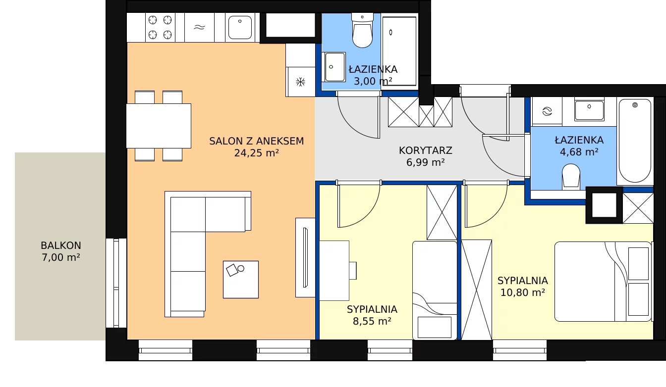 3 pokoje, apartament 58,27 m², piętro 3, oferta nr 49, Osiedle Terminus, Piastów, ul. Bodycha 122