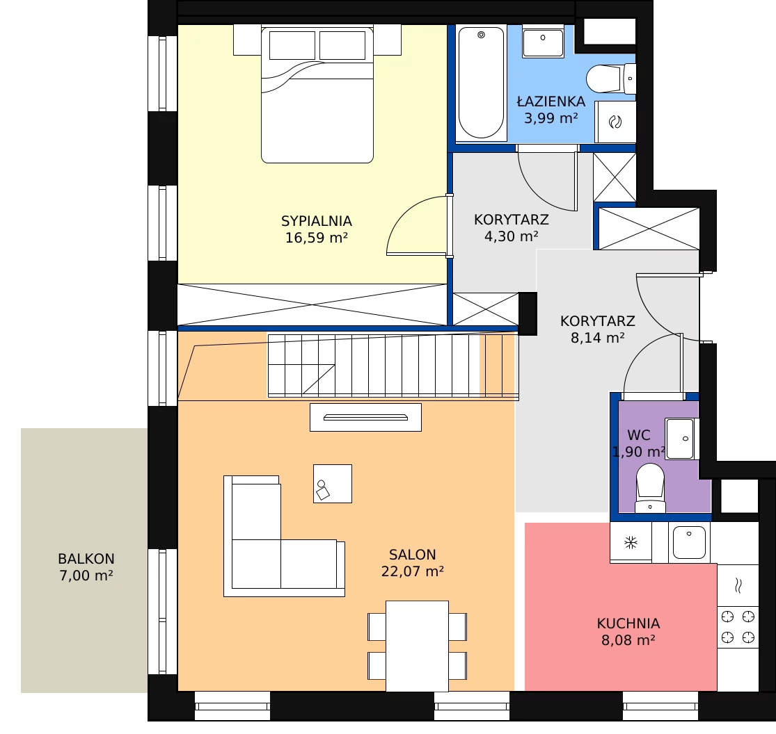3 pokoje, apartament 92,18 m², piętro 4, oferta nr 23, Osiedle Terminus, Piastów, ul. Bodycha 122