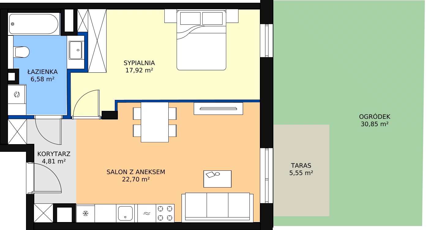 2 pokoje, apartament 52,01 m², parter, oferta nr 4, Osiedle Terminus, Piastów, ul. Bodycha 122