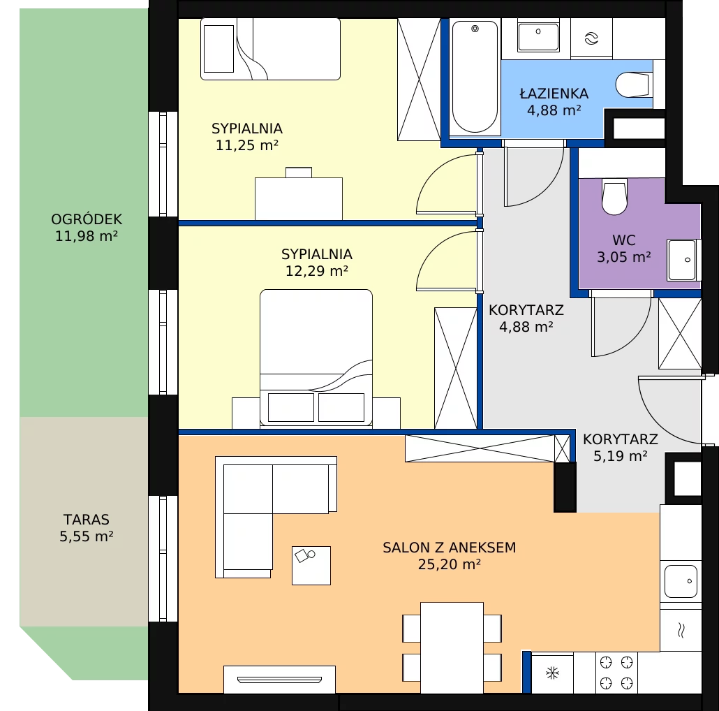 3 pokoje, apartament 66,74 m², parter, oferta nr 6, Osiedle Terminus, Piastów, ul. Bodycha 122