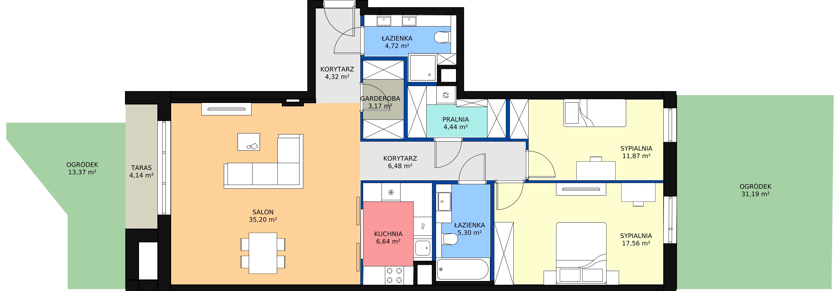 3 pokoje, apartament 99,70 m², parter, oferta nr 28, Osiedle Terminus, Piastów, ul. Bodycha 122