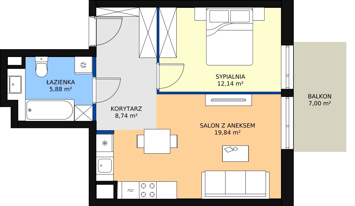 2 pokoje, apartament 46,28 m², piętro 2, oferta nr 40, Osiedle Terminus, Piastów, ul. Bodycha 122