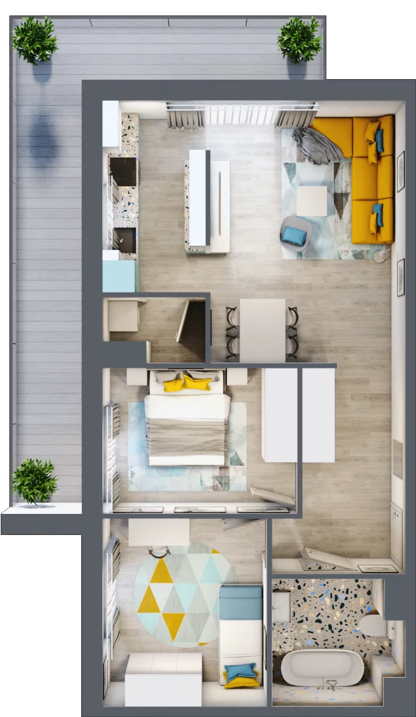 3 pokoje, mieszkanie 66,21 m², piętro 1, oferta nr 2.1.9., Apartamenty Stawowa, Opole, Szczepanowice, ul. Stawowa 59D-E