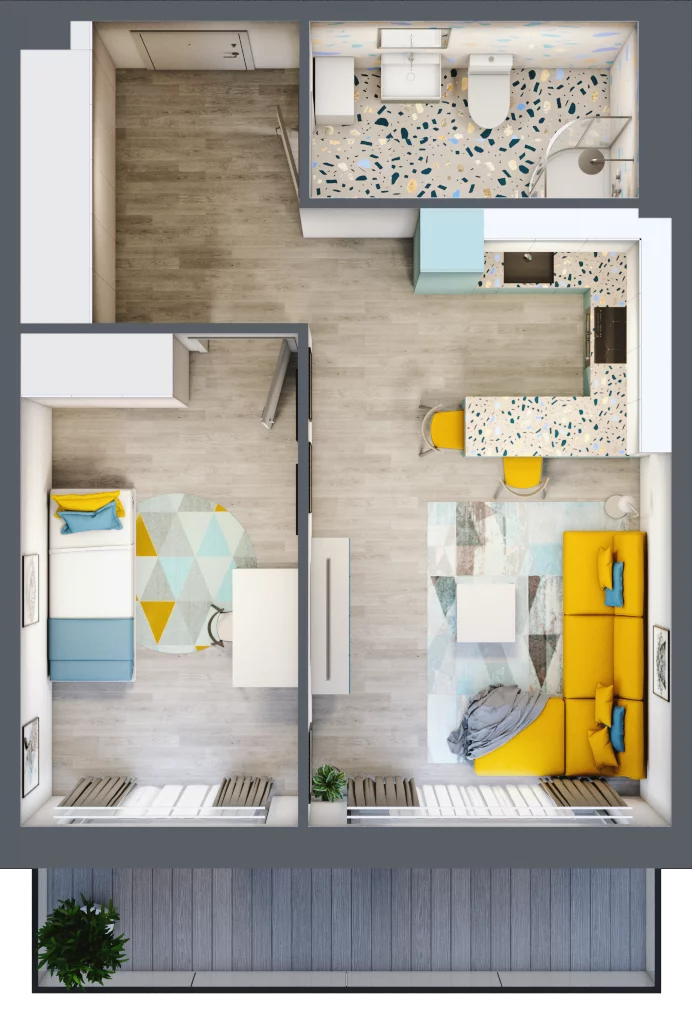 2 pokoje, mieszkanie 40,85 m², piętro 2, oferta nr 3.2.29., Apartamenty Stawowa, Opole, Szczepanowice, ul. Stawowa 59D-E