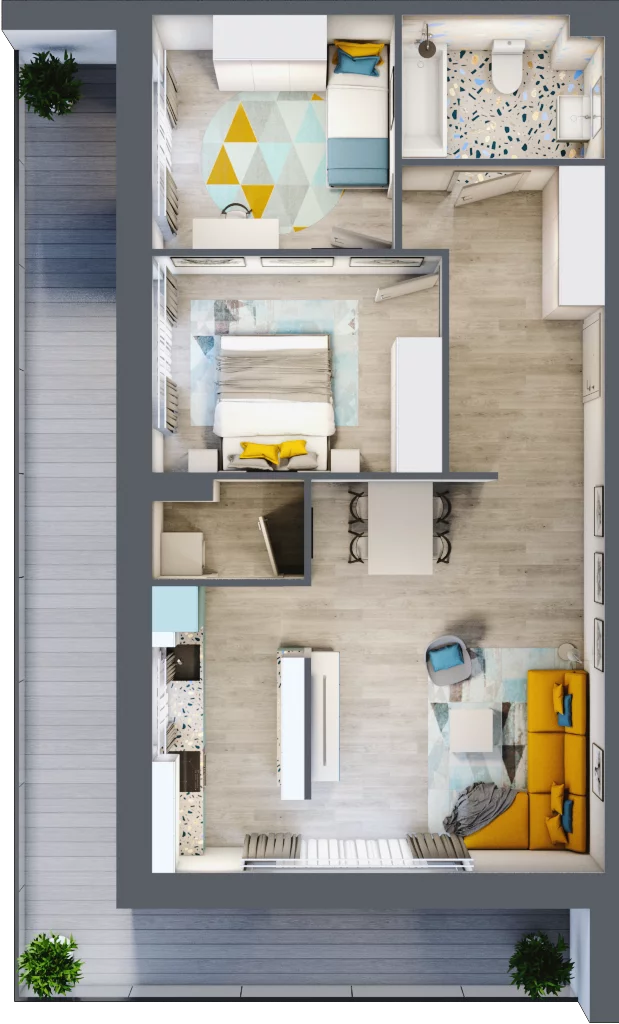 3 pokoje, mieszkanie 63,11 m², piętro 1, oferta nr 2.1.11., Apartamenty Stawowa, Opole, Szczepanowice, ul. Stawowa 59D-E