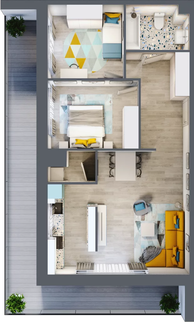 3 pokoje, mieszkanie 62,93 m², piętro 2, oferta nr 3.1.19., Apartamenty Stawowa, Opole, Szczepanowice, ul. Stawowa 59D-E