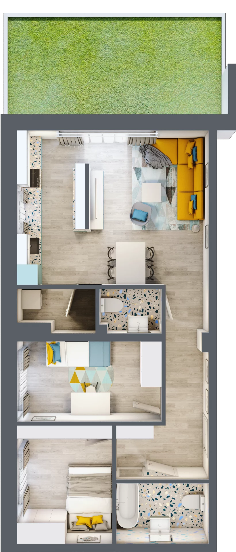 3 pokoje, mieszkanie 63,29 m², parter, oferta nr 1.2.12., Apartamenty Stawowa, Opole, Szczepanowice, ul. Stawowa 59D-E