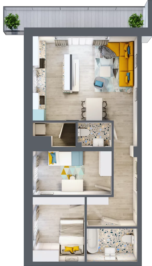 3 pokoje, mieszkanie 62,91 m², piętro 2, oferta nr 3.2.36., Apartamenty Stawowa, Opole, Szczepanowice, ul. Stawowa 59D-E