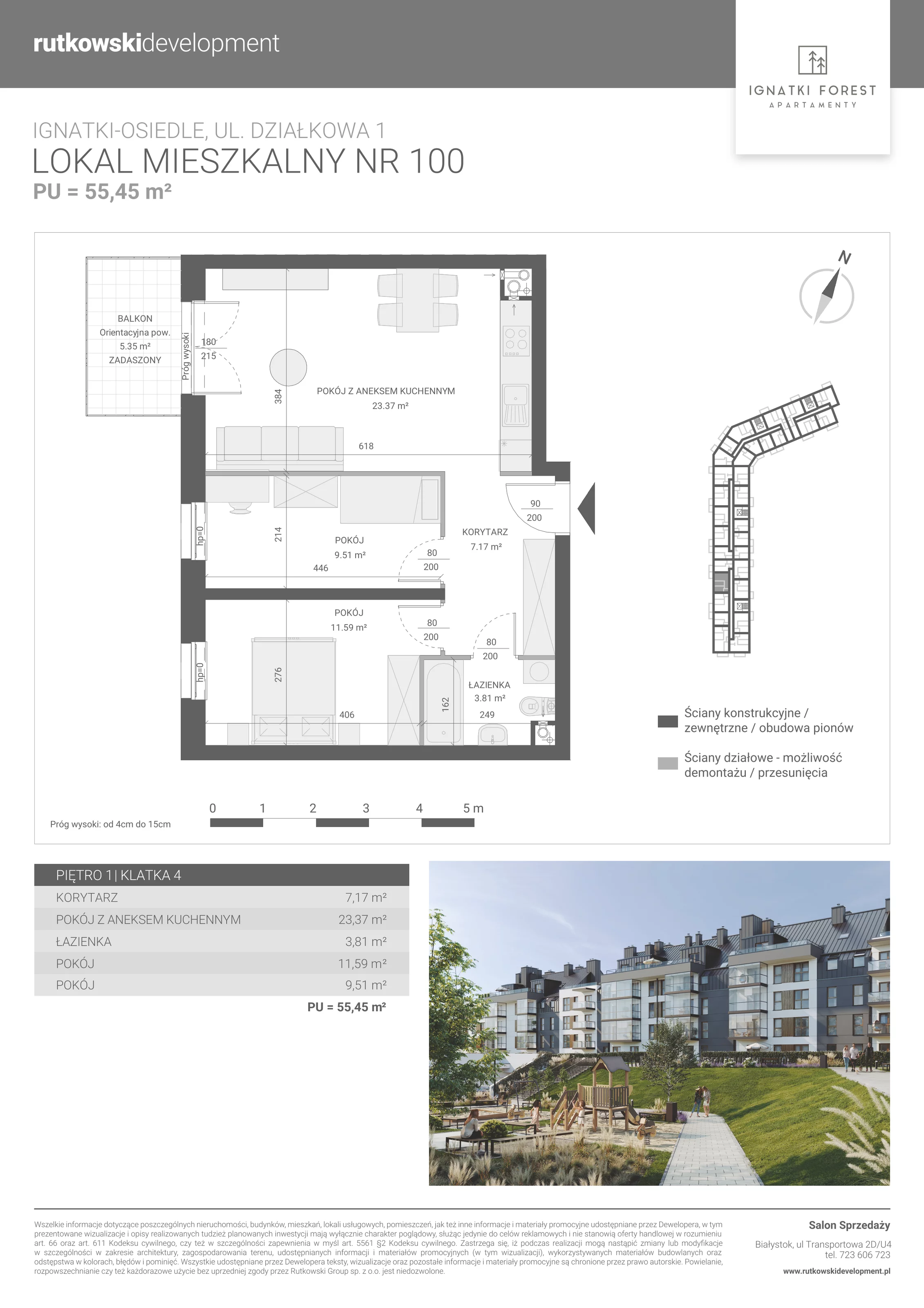 Apartament 55,45 m², piętro 1, oferta nr 4/100, Ignatki Forest - Etap 2, Ignatki-Osiedle, ul. Działkowa 1