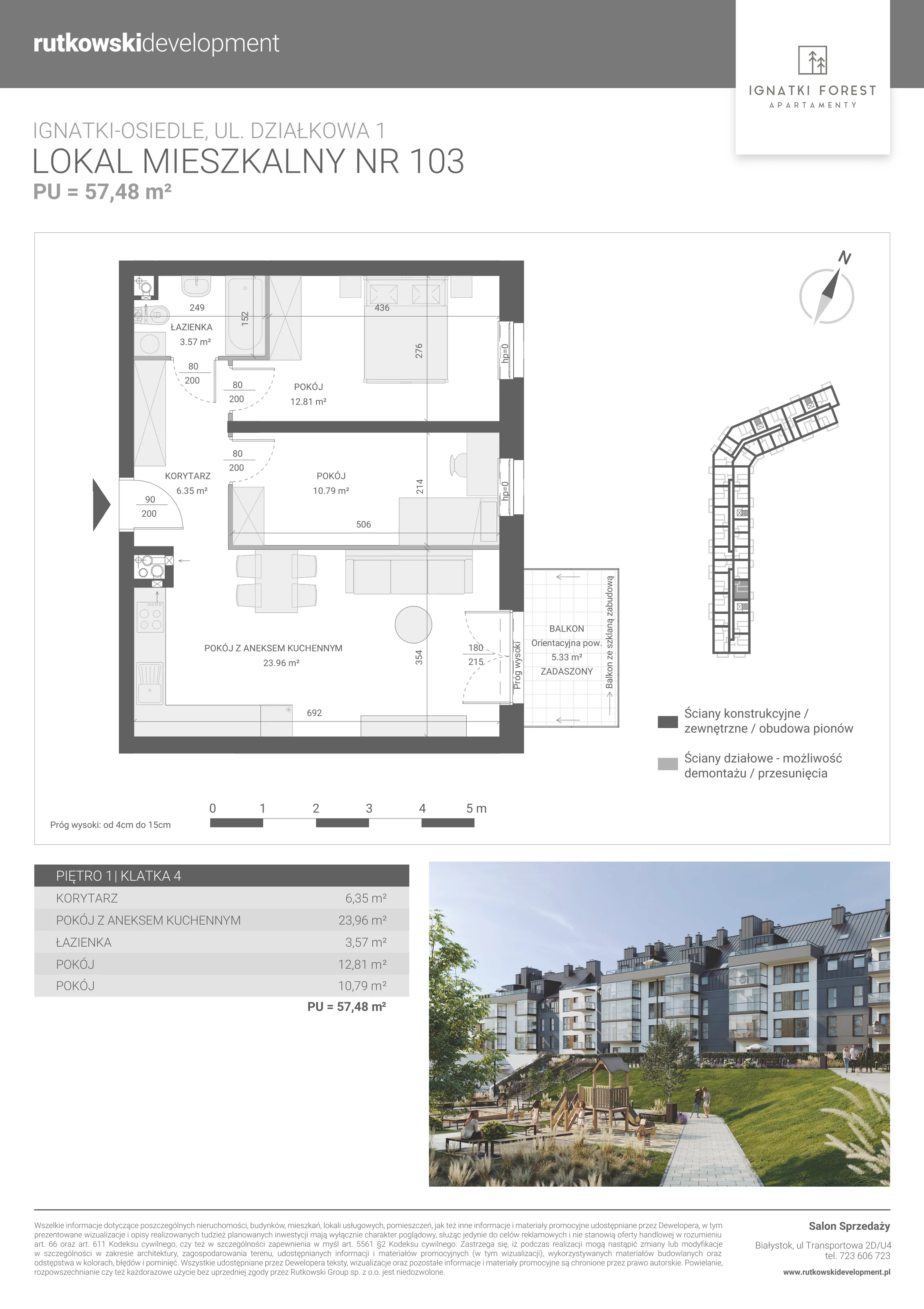 Apartament 57,48 m², piętro 1, oferta nr 4/103, Ignatki Forest - Etap 2, Ignatki-Osiedle, ul. Działkowa 1