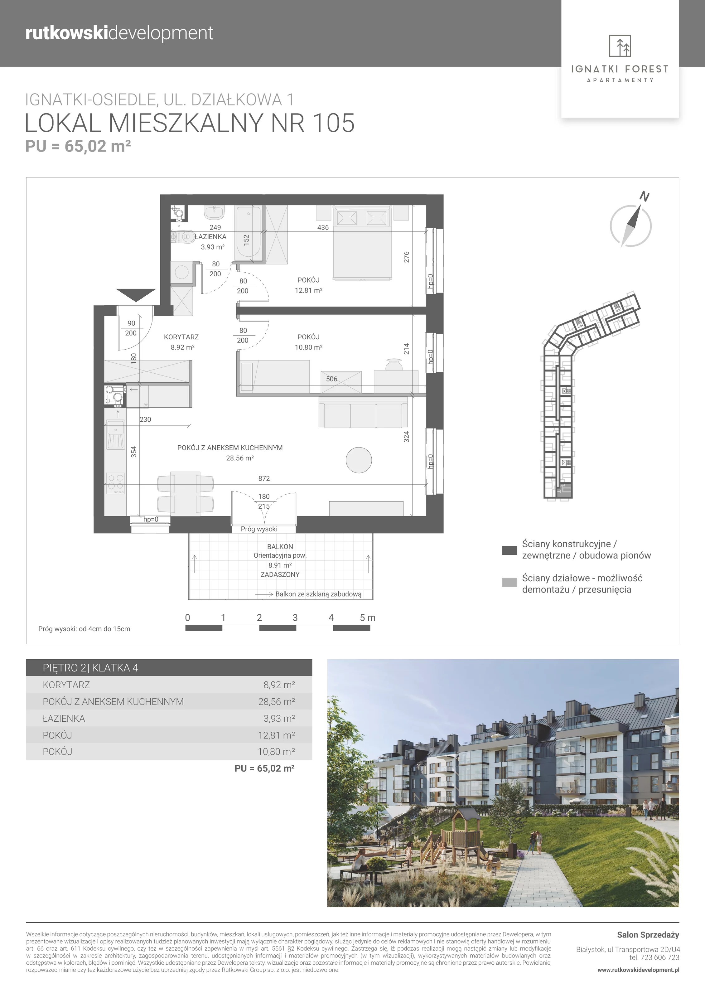 Apartament 65,02 m², piętro 2, oferta nr 4/105, Ignatki Forest - Etap 2, Ignatki-Osiedle, ul. Działkowa 1