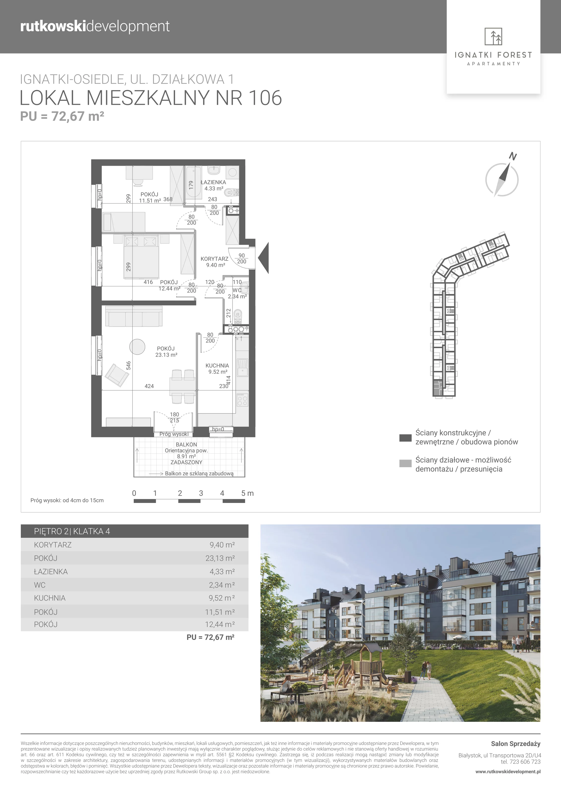 Apartament 72,67 m², piętro 2, oferta nr 4/106, Ignatki Forest - Etap 2, Ignatki-Osiedle, ul. Działkowa 1