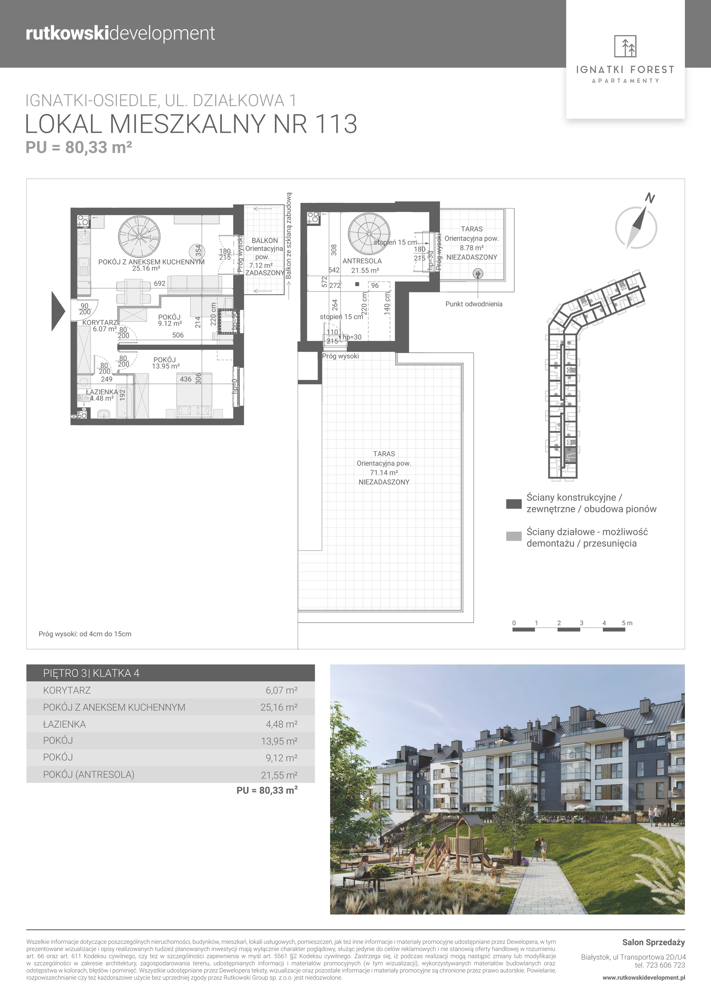 Apartament 80,33 m², piętro 3, oferta nr 4/113, Ignatki Forest - Etap 2, Ignatki-Osiedle, ul. Działkowa 1