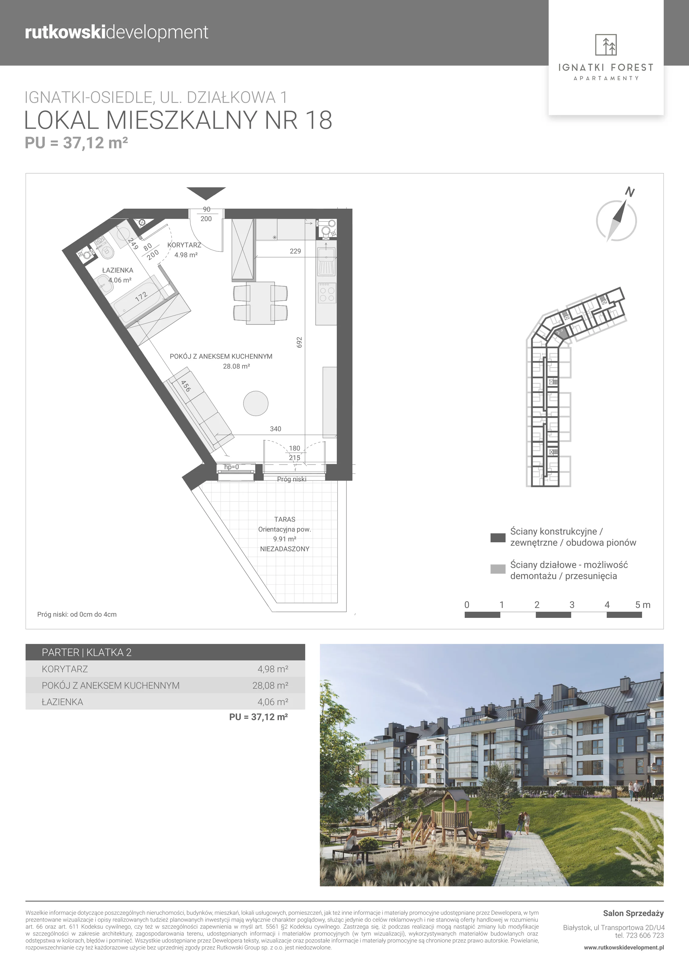 Apartament 37,12 m², parter, oferta nr 2/18, Ignatki Forest - Etap 1, Ignatki-Osiedle, ul. Działkowa 1