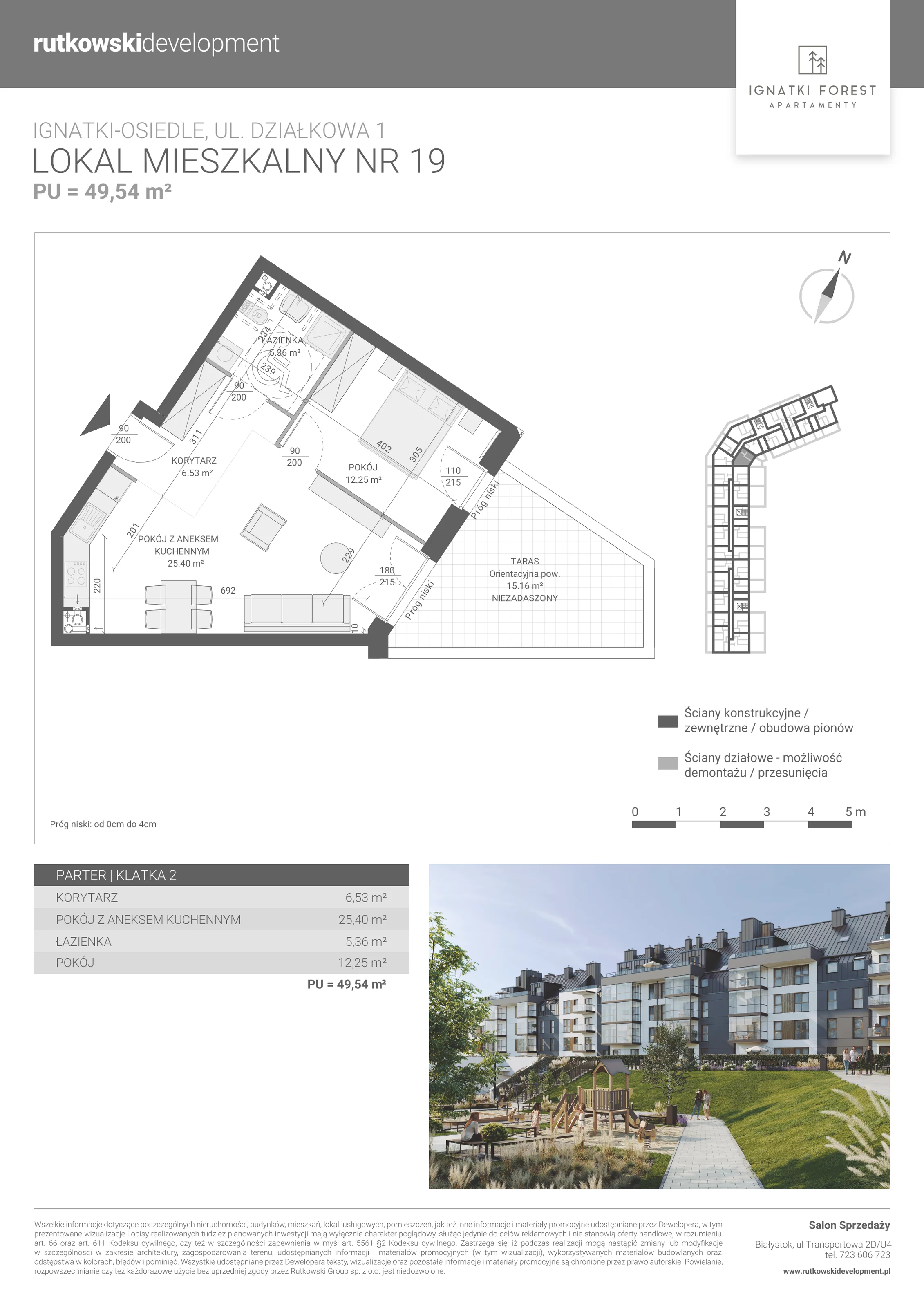 Apartament 49,54 m², parter, oferta nr 2/19, Ignatki Forest - Etap 1, Ignatki-Osiedle, ul. Działkowa 1