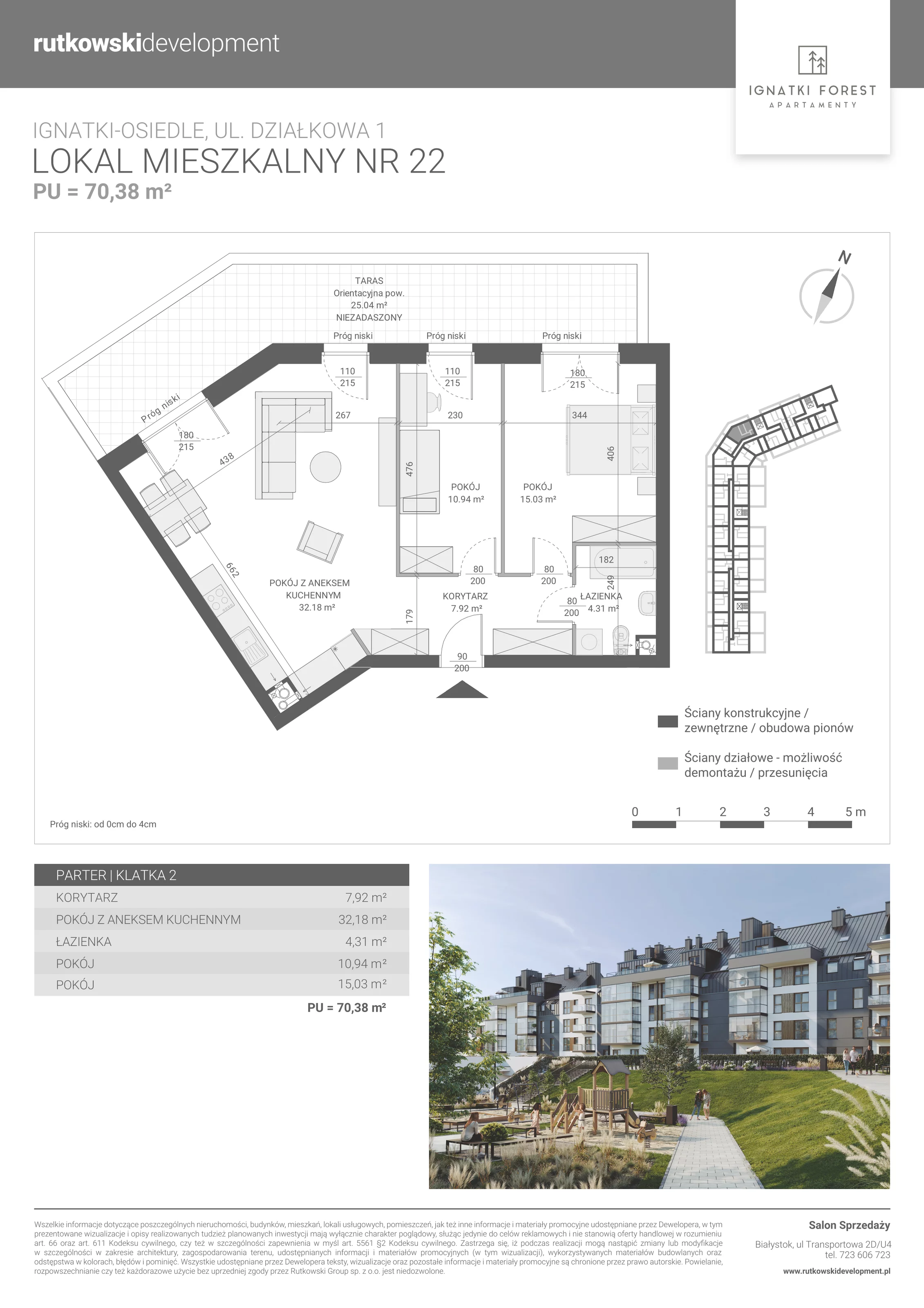 Apartament 70,38 m², parter, oferta nr 2/22, Ignatki Forest - Etap 1, Ignatki-Osiedle, ul. Działkowa 1