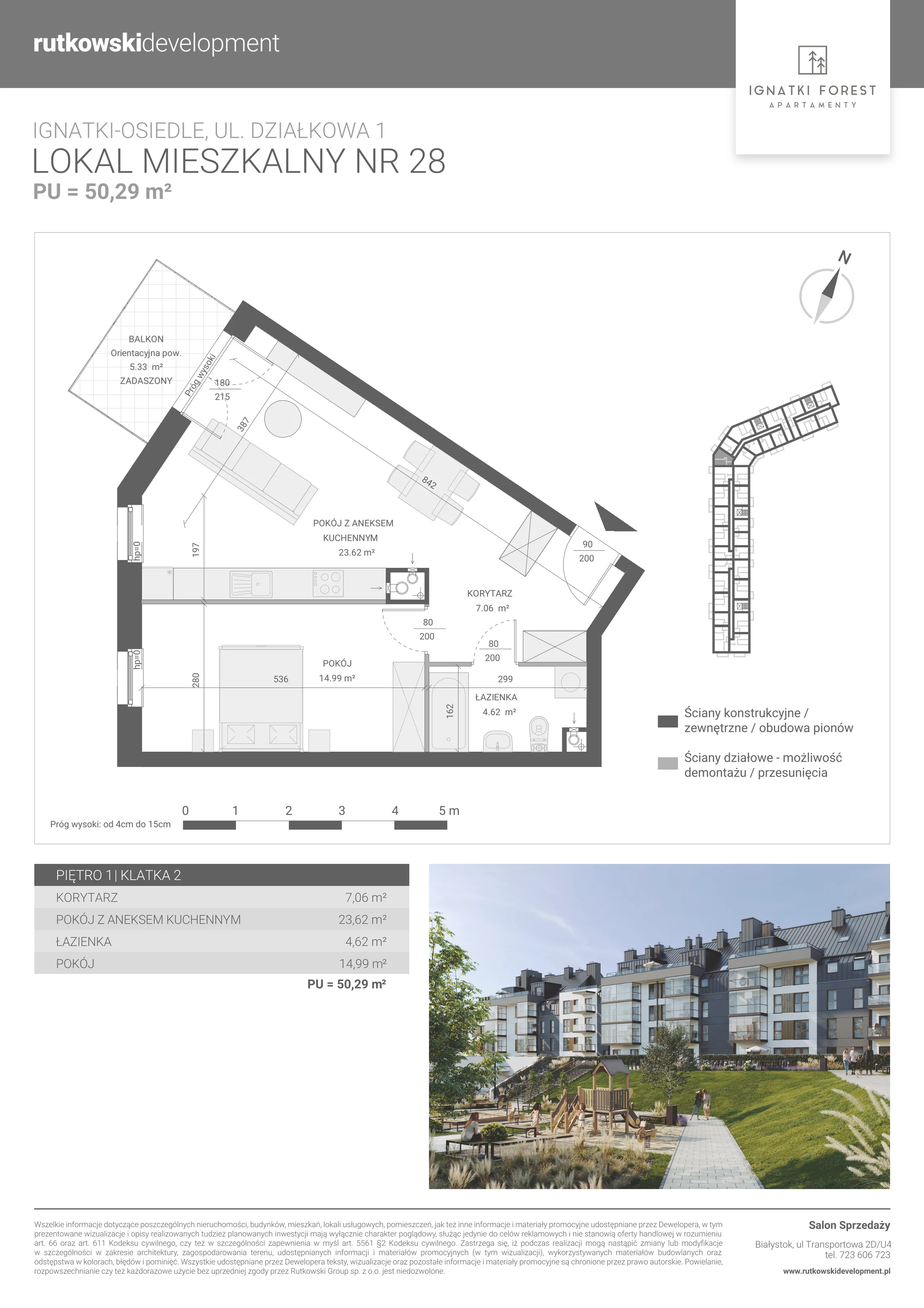 Apartament 50,29 m², piętro 1, oferta nr 2/28, Ignatki Forest - Etap 1, Ignatki-Osiedle, ul. Działkowa 1