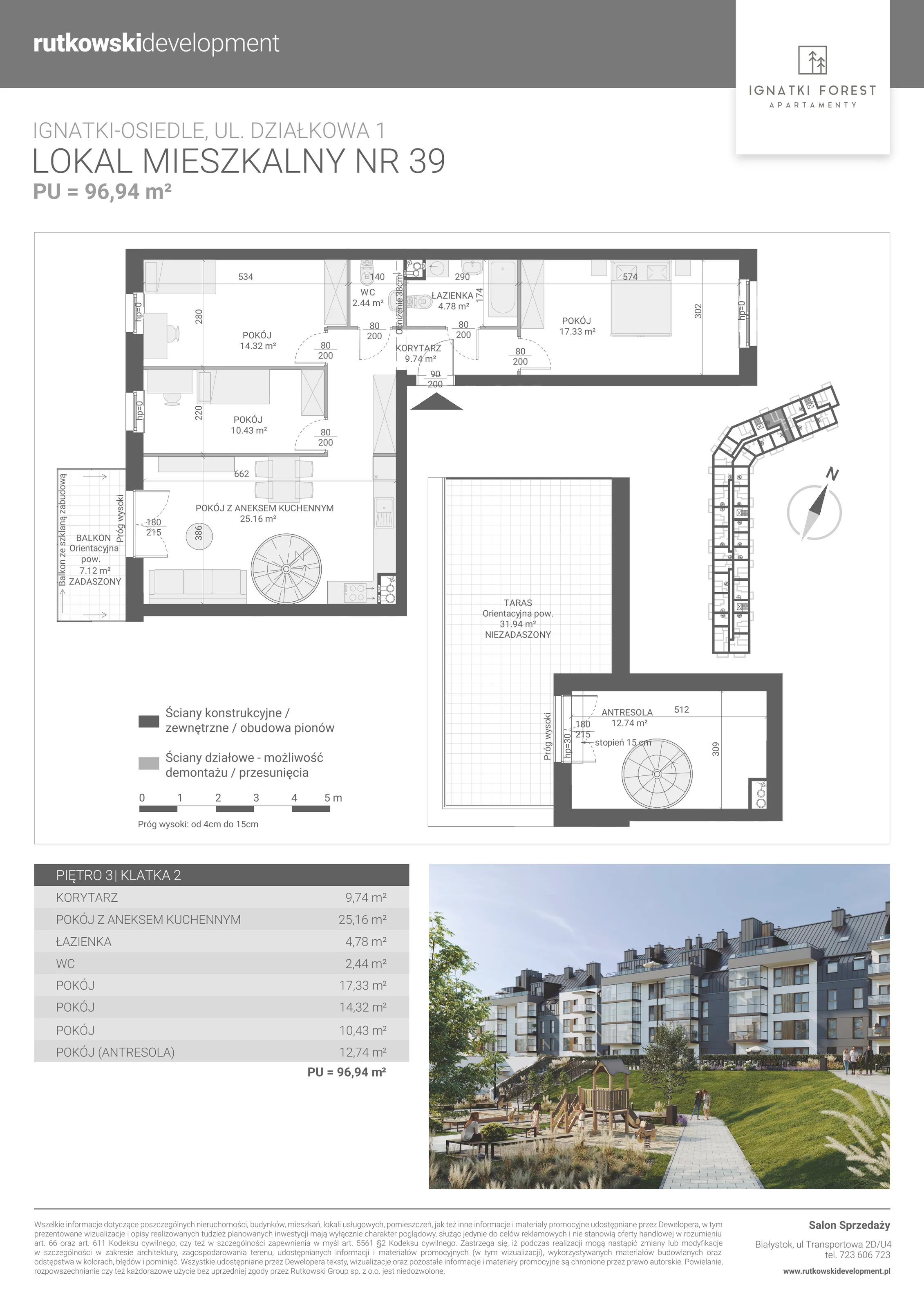 Apartament 96,94 m², piętro 3, oferta nr 2/39, Ignatki Forest - Etap 1, Ignatki-Osiedle, ul. Działkowa 1