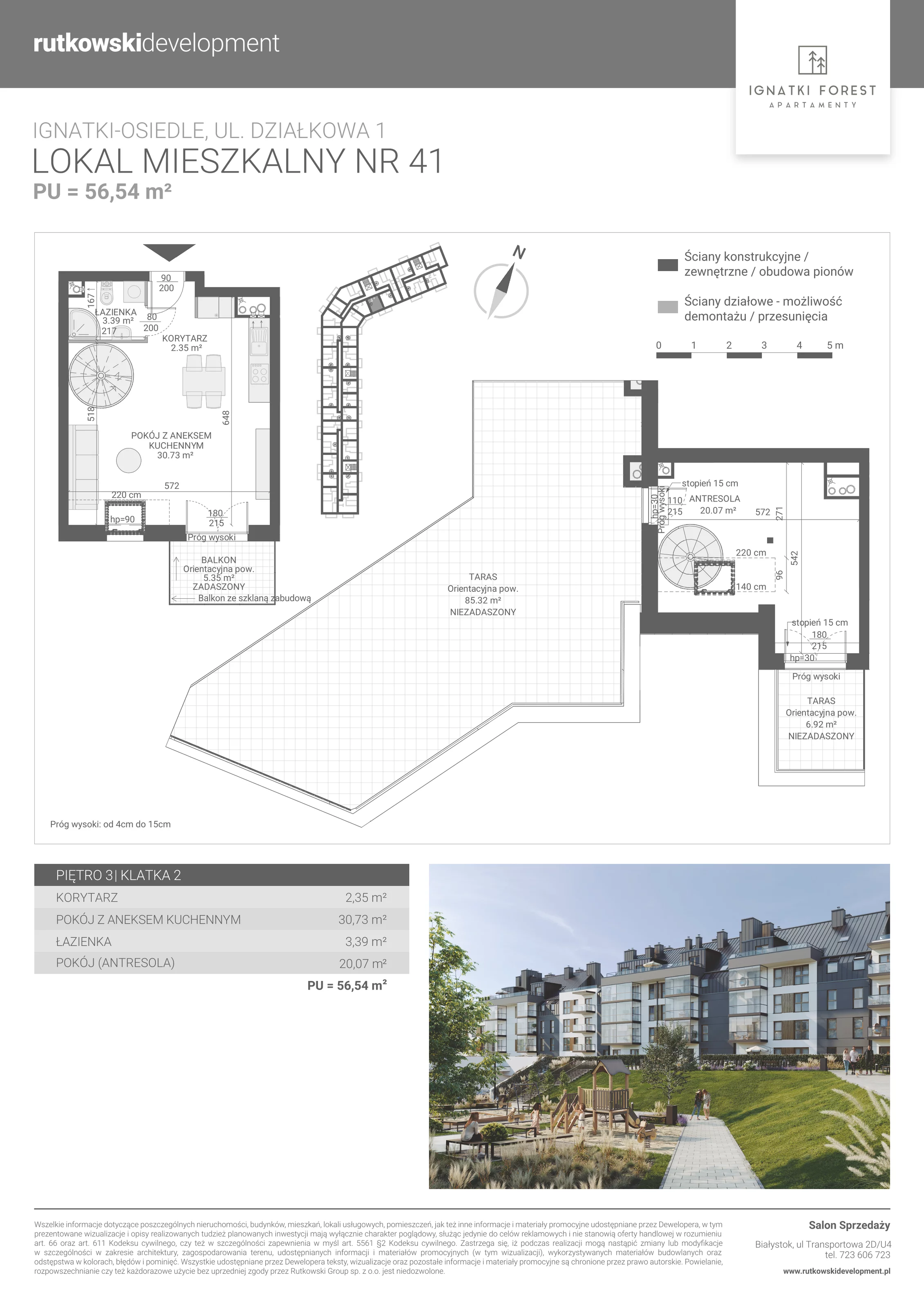 Apartament 56,54 m², piętro 3, oferta nr 2/41, Ignatki Forest - Etap 1, Ignatki-Osiedle, ul. Działkowa 1