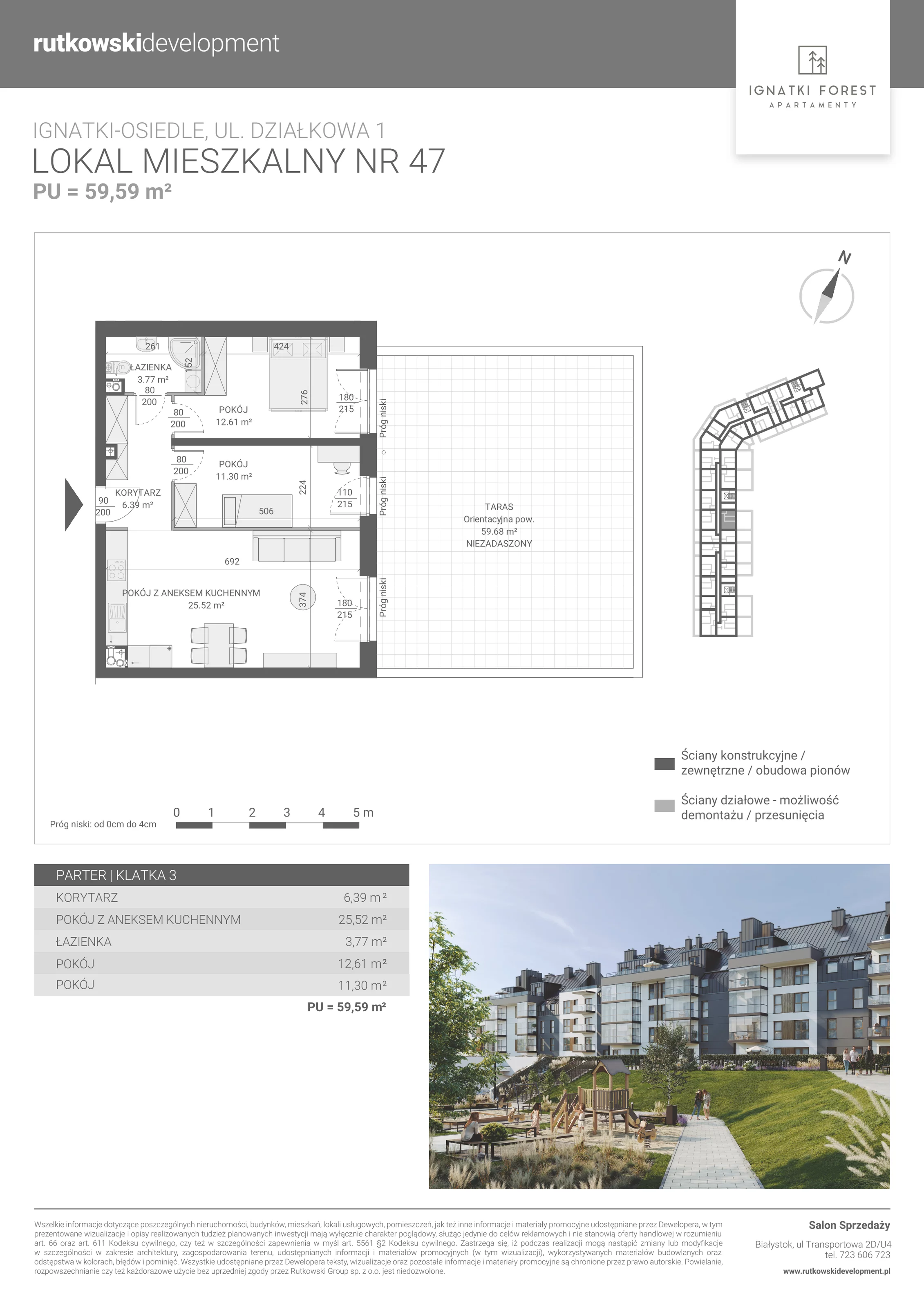 Apartament 59,59 m², parter, oferta nr 3/47, Ignatki Forest - Etap 2, Ignatki-Osiedle, ul. Działkowa 1