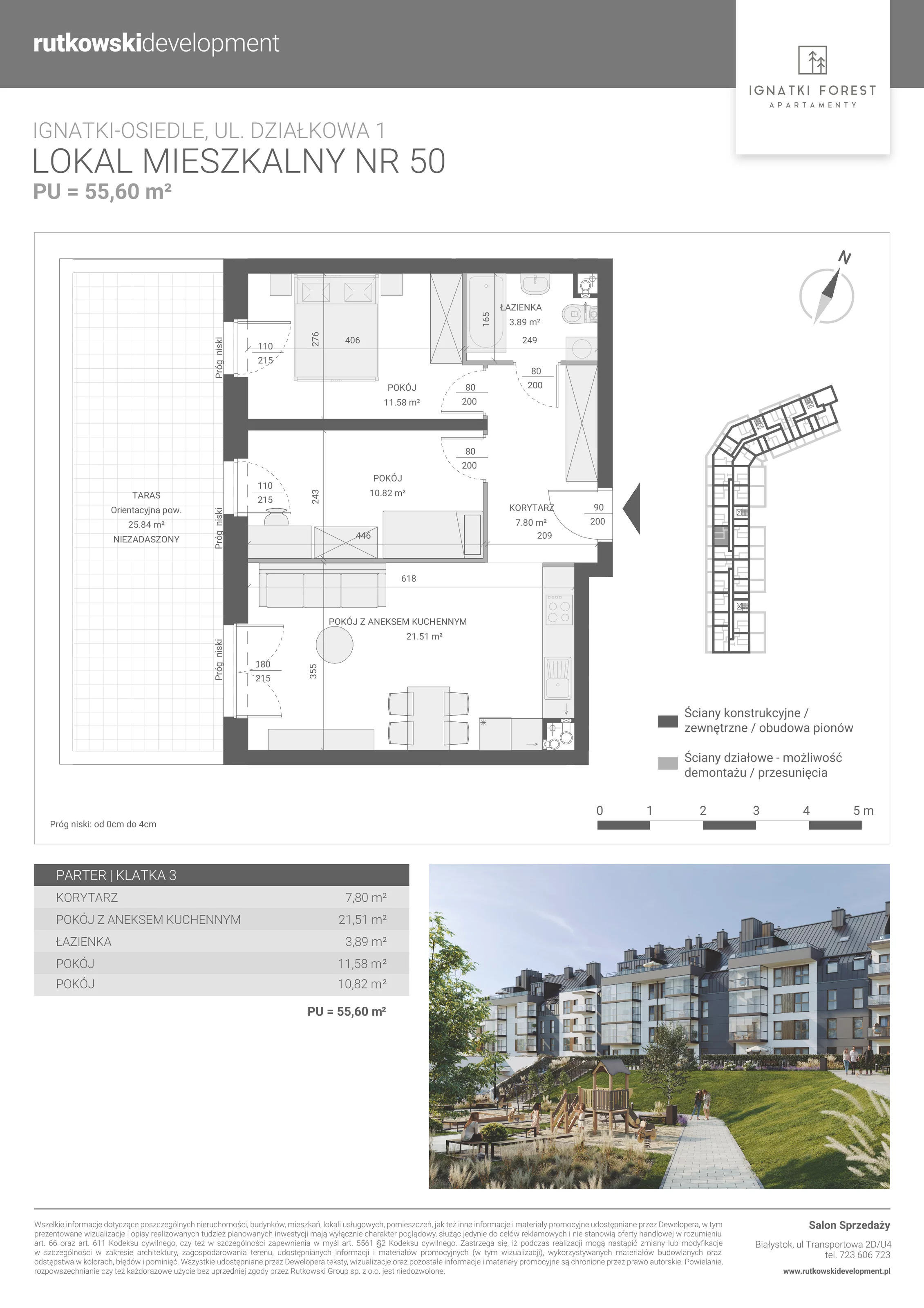 Apartament 55,60 m², parter, oferta nr 3/50, Ignatki Forest - Etap 2, Ignatki-Osiedle, ul. Działkowa 1