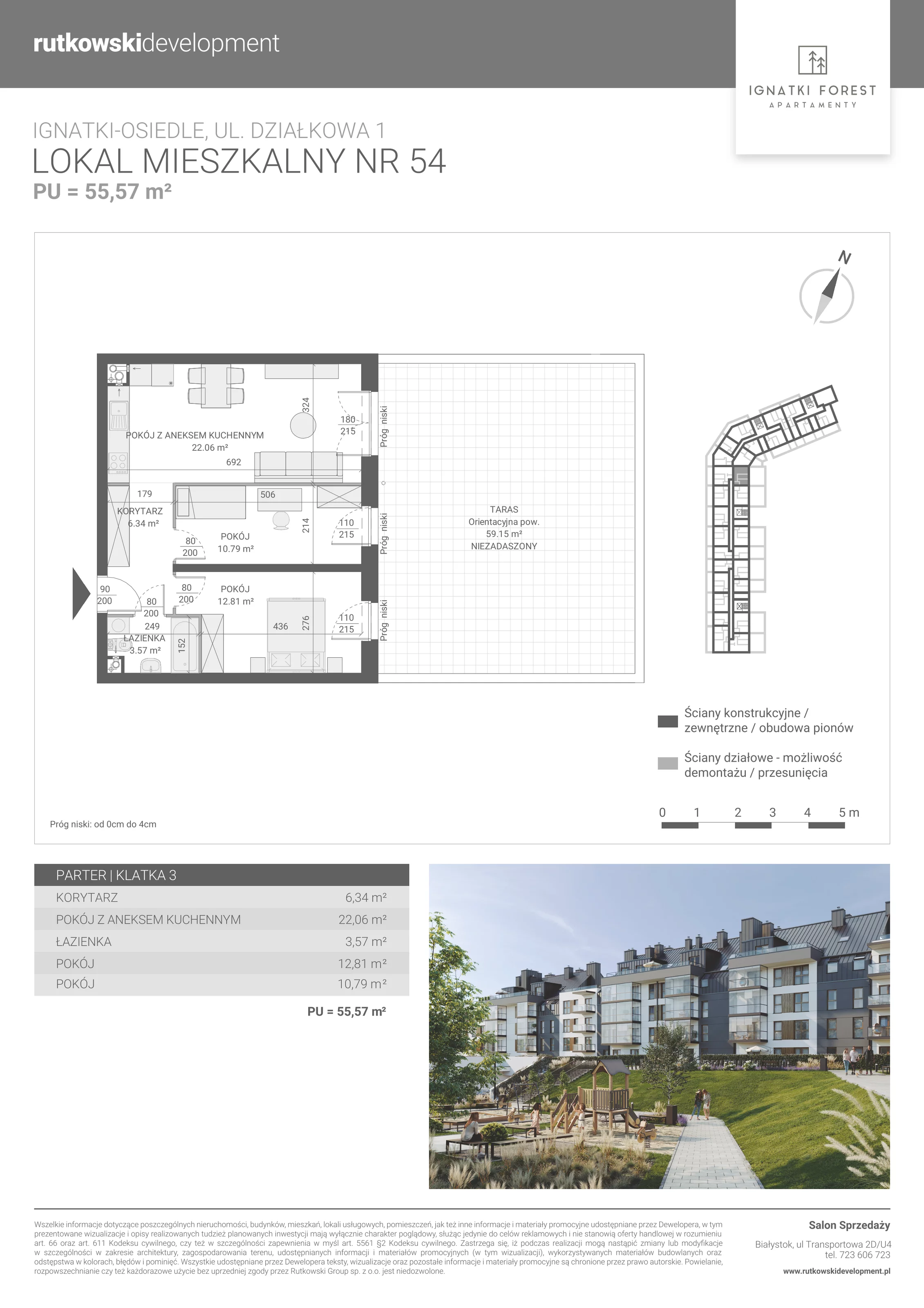 Apartament 55,57 m², parter, oferta nr 3/54, Ignatki Forest - Etap 2, Ignatki-Osiedle, ul. Działkowa 1