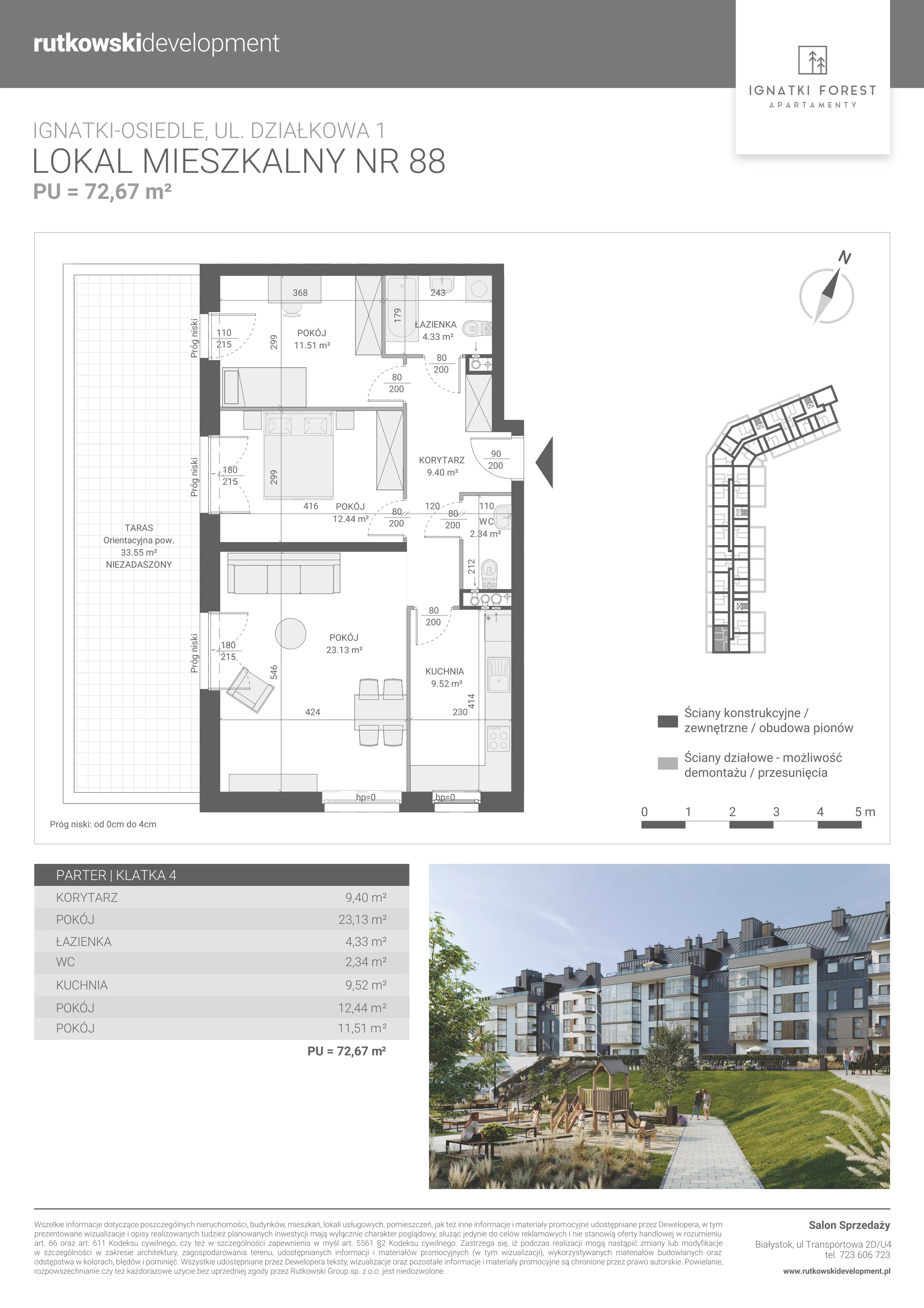 Apartament 72,67 m², parter, oferta nr 4/88, Ignatki Forest - Etap 2, Ignatki-Osiedle, ul. Działkowa 1