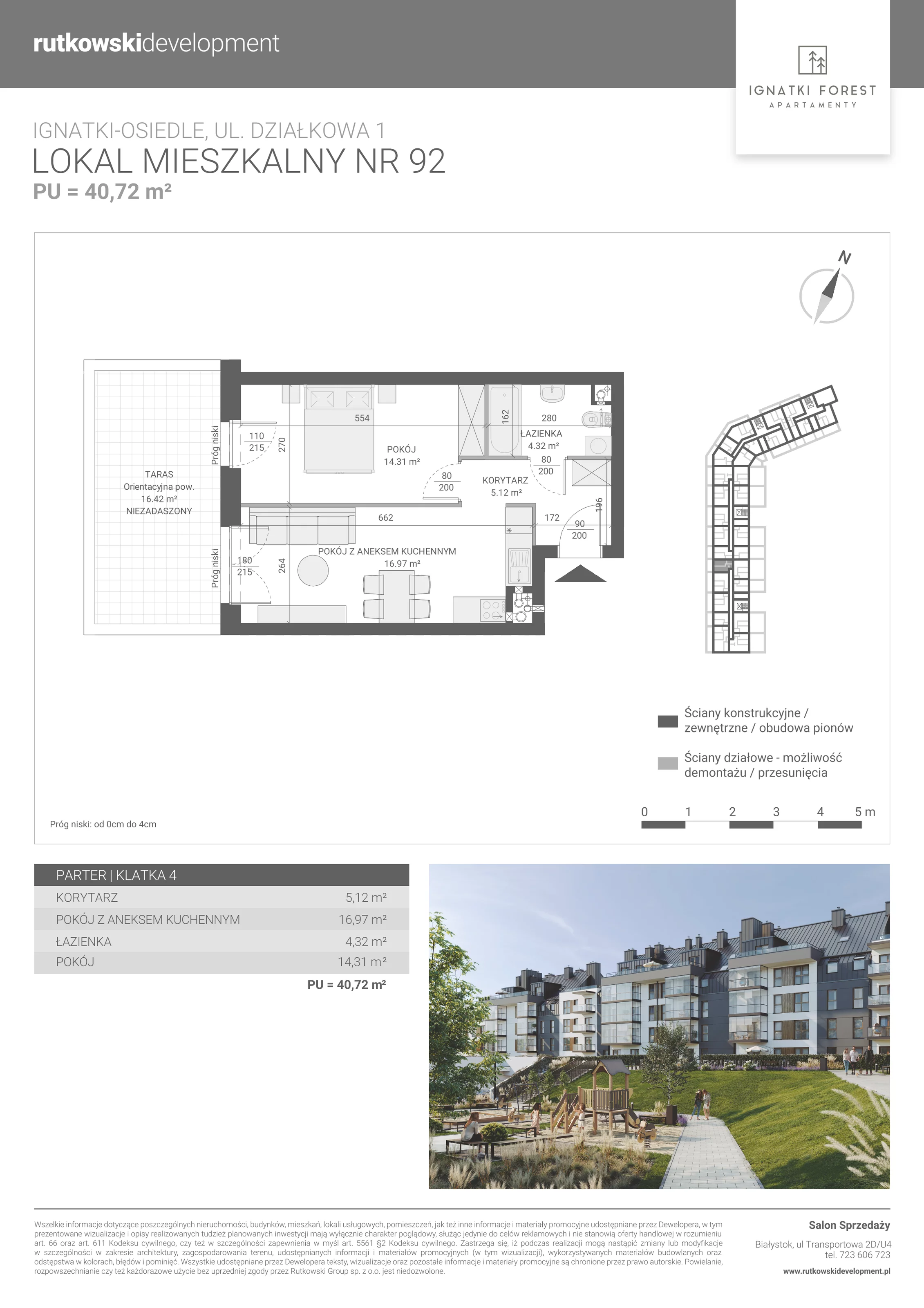 Apartament 40,72 m², parter, oferta nr 4/92, Ignatki Forest - Etap 2, Ignatki-Osiedle, ul. Działkowa 1