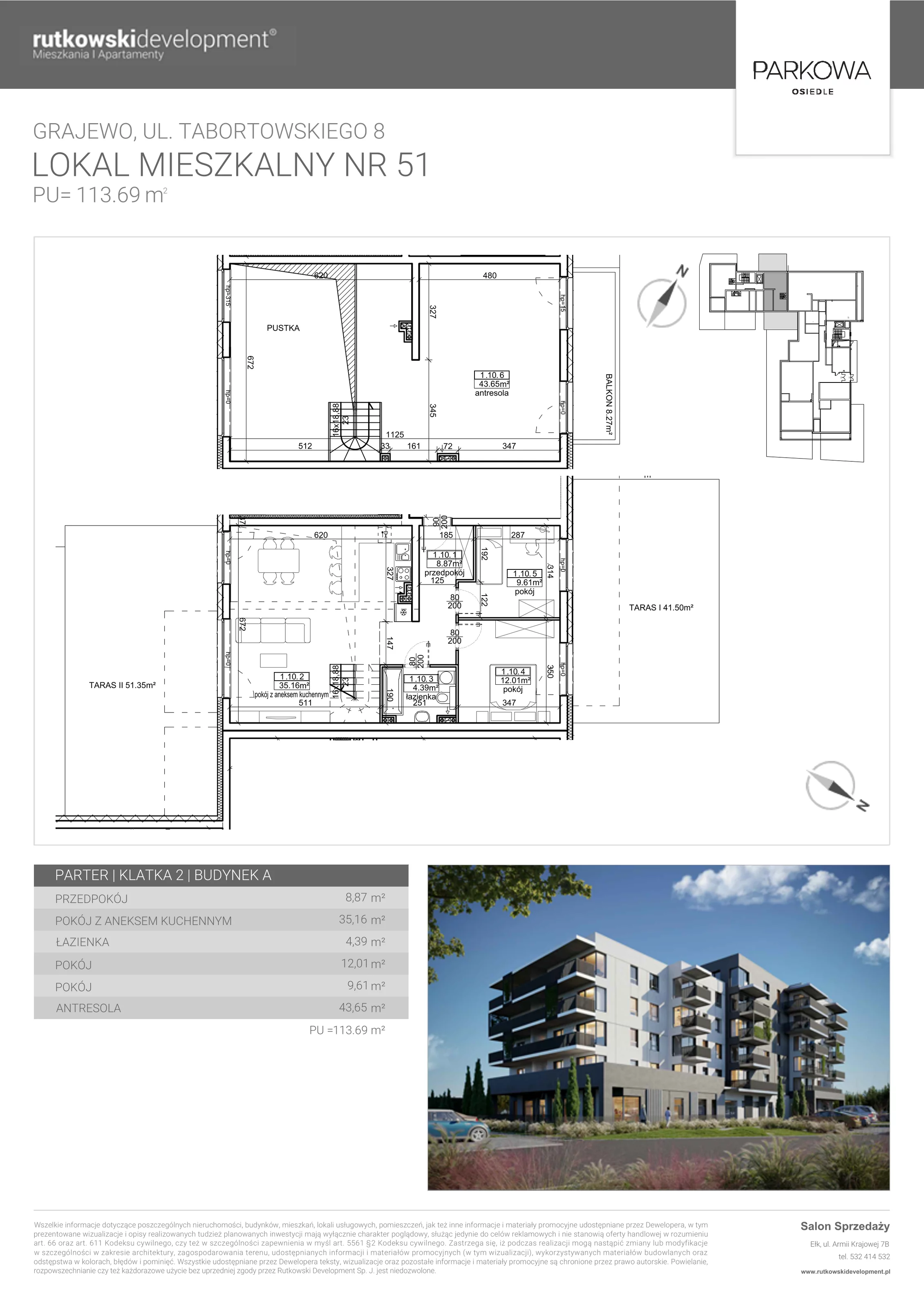 Apartament 113,69 m², parter, oferta nr M - 51, Parkowa Osiedle, Grajewo, ul. mjr. Jana Tabortowskiego 8