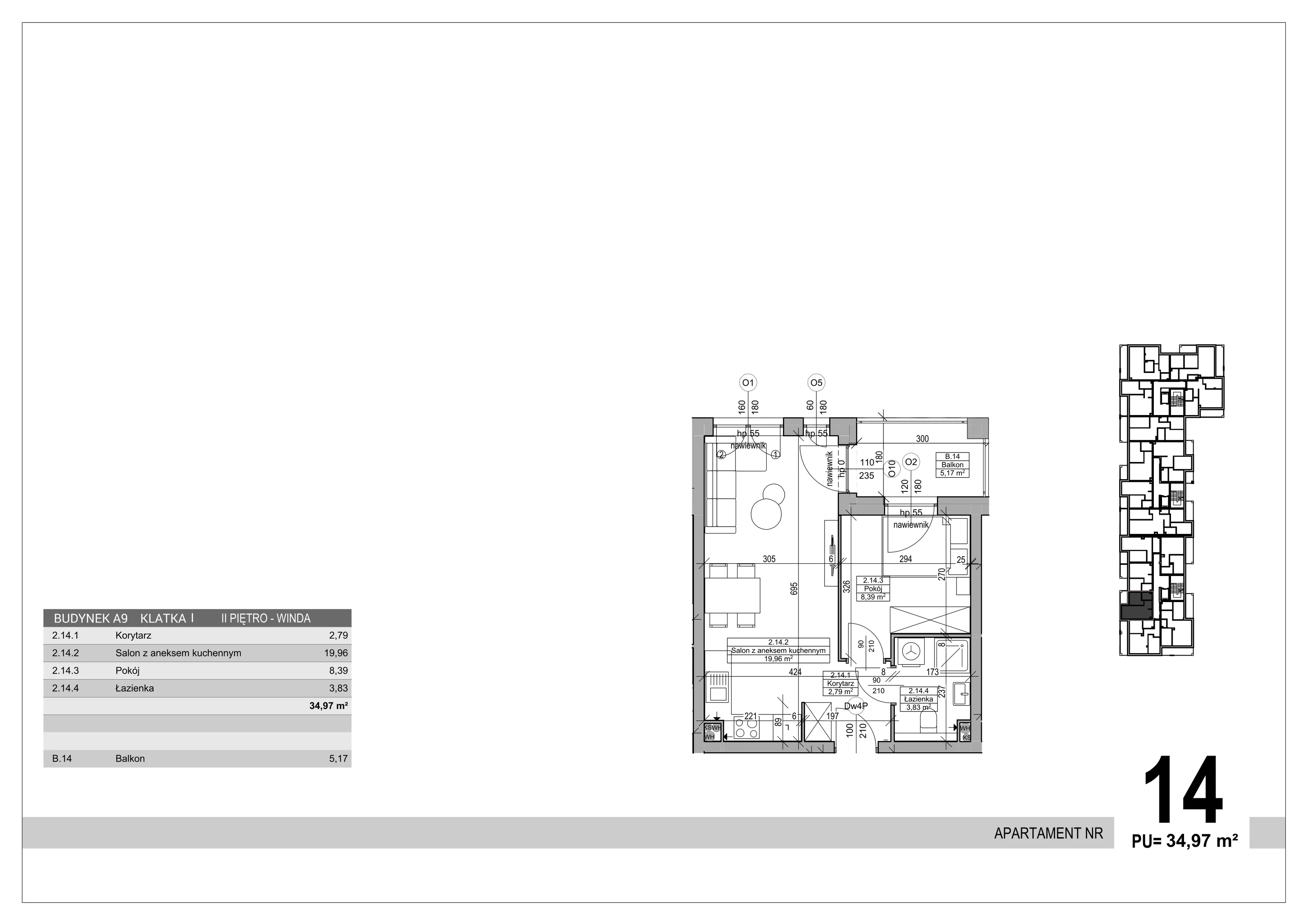 Apartament 34,97 m², piętro 2, oferta nr 14, Sobola Biel - Budynek A9, Suwałki, ul. Aleksandry Piłsudskiej