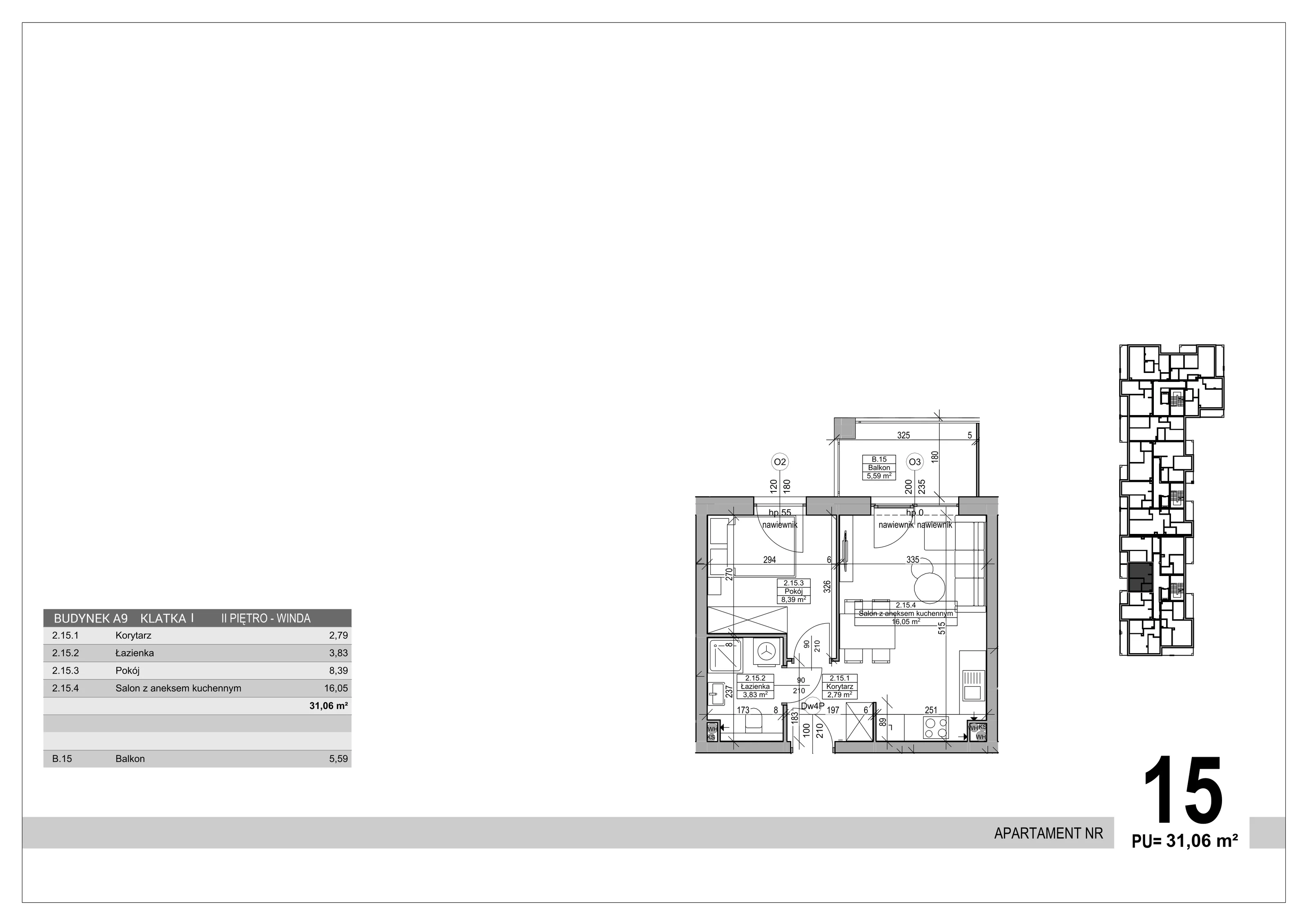 Apartament 31,06 m², piętro 2, oferta nr 15, Sobola Biel - Budynek A9, Suwałki, ul. Aleksandry Piłsudskiej