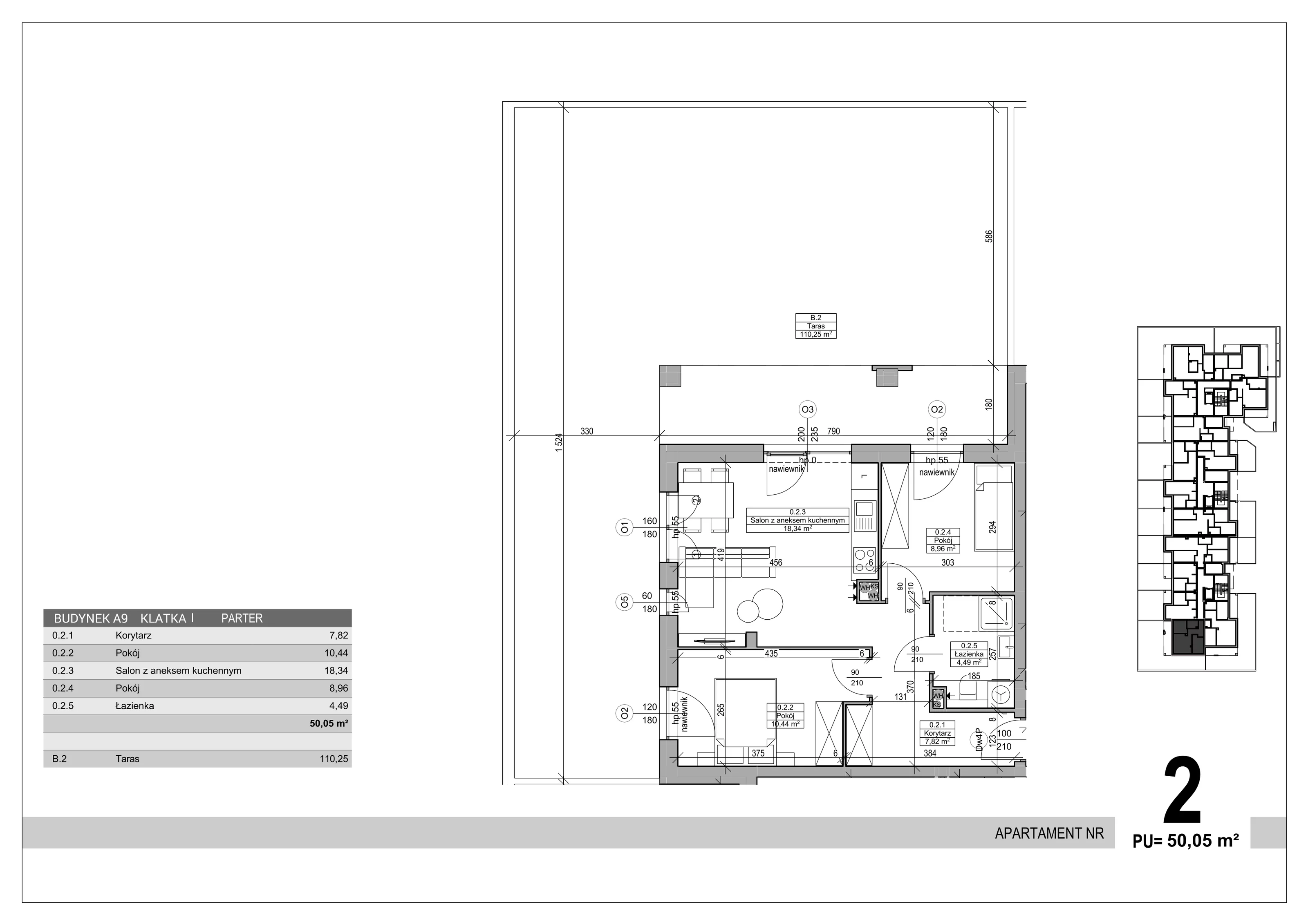 3 pokoje, apartament 50,05 m², parter, oferta nr 2, Sobola Biel - Budynek A9, Suwałki, ul. Aleksandry Piłsudskiej