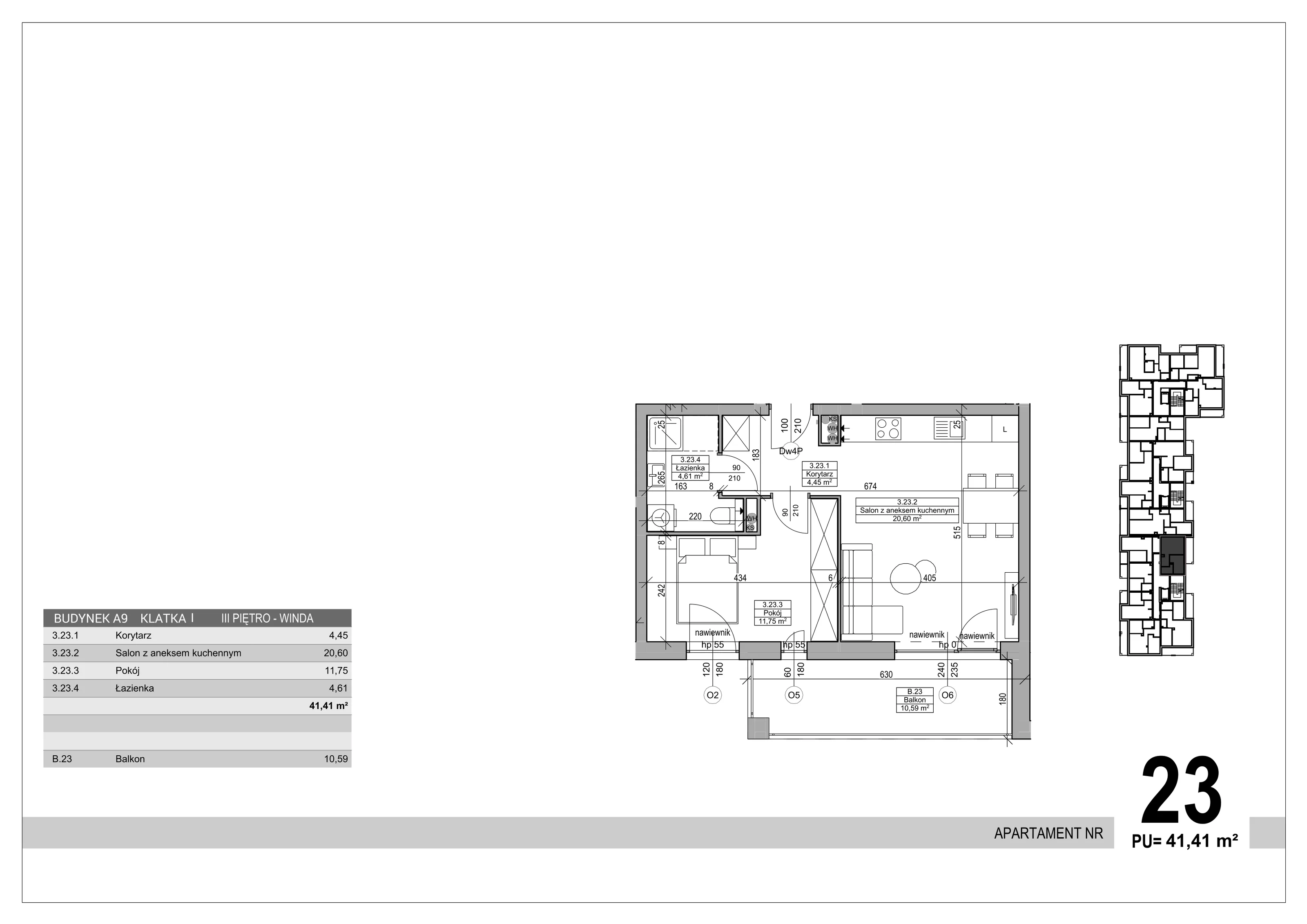 Apartament 41,41 m², piętro 3, oferta nr 23, Sobola Biel - Budynek A9, Suwałki, ul. Aleksandry Piłsudskiej