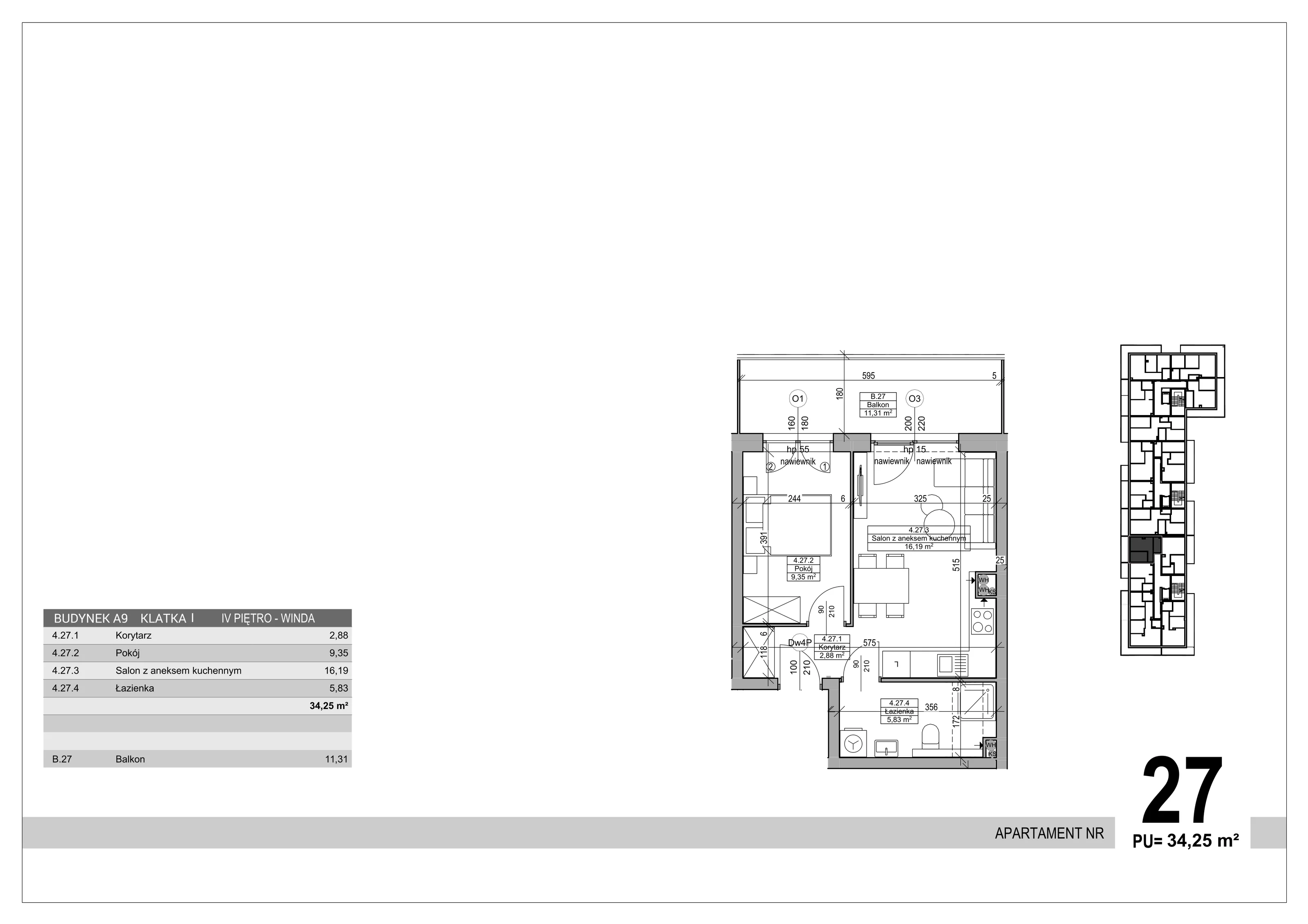 Apartament 34,25 m², piętro 4, oferta nr 27, Sobola Biel - Budynek A9, Suwałki, ul. Aleksandry Piłsudskiej