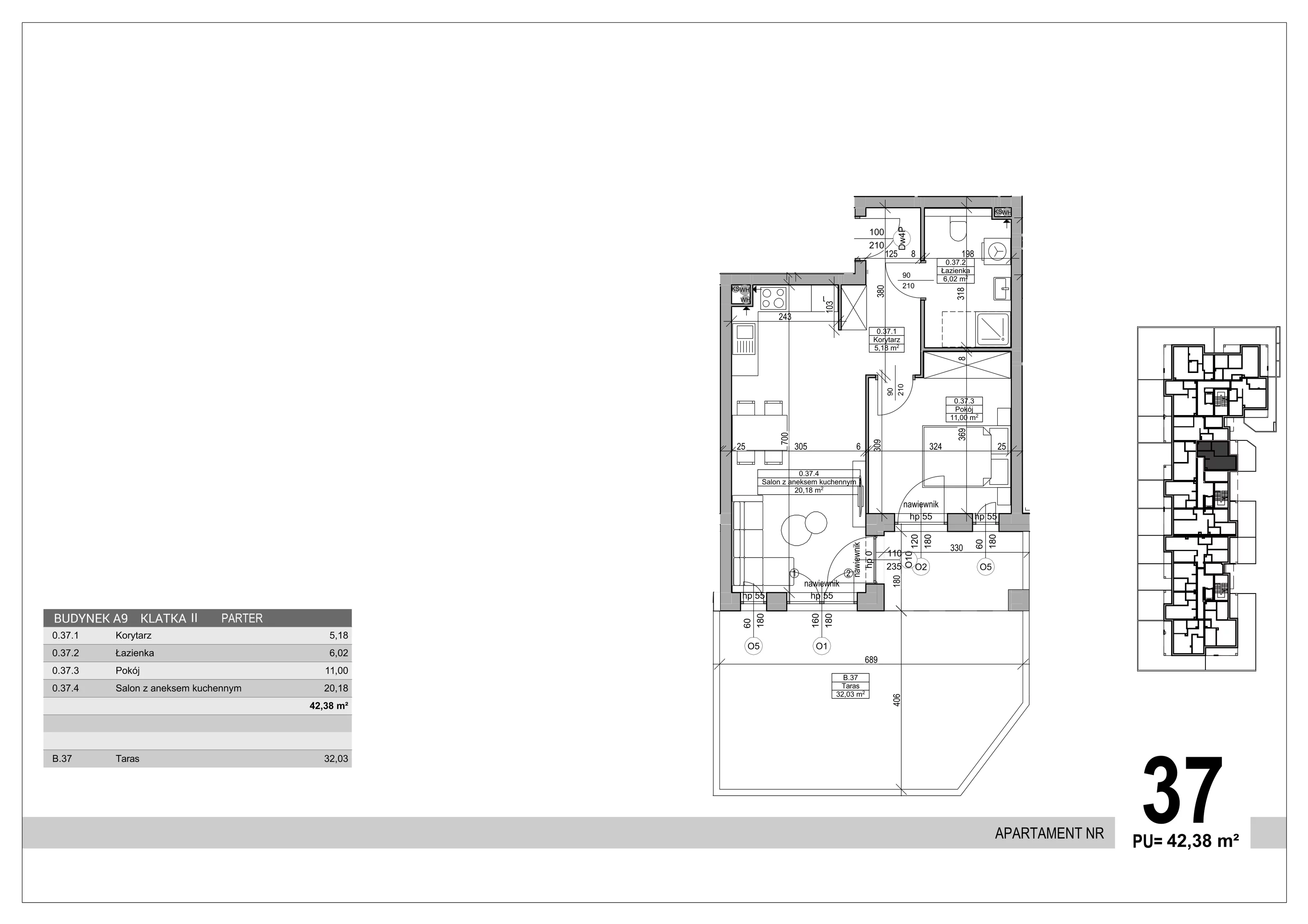 Apartament 42,38 m², parter, oferta nr 37, Sobola Biel - Budynek A9, Suwałki, ul. Aleksandry Piłsudskiej