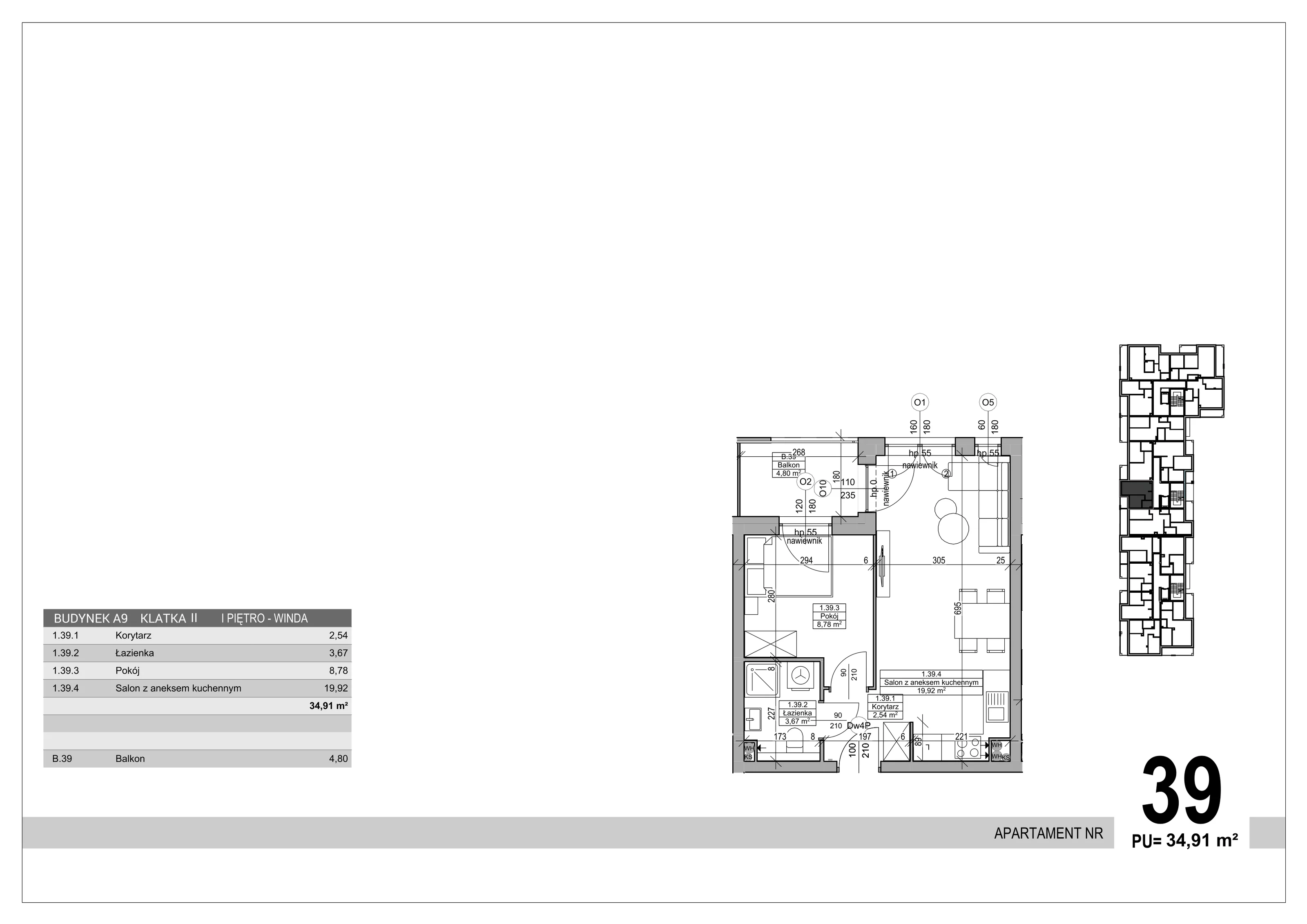 Apartament 34,91 m², piętro 1, oferta nr 39, Sobola Biel - Budynek A9, Suwałki, ul. Aleksandry Piłsudskiej